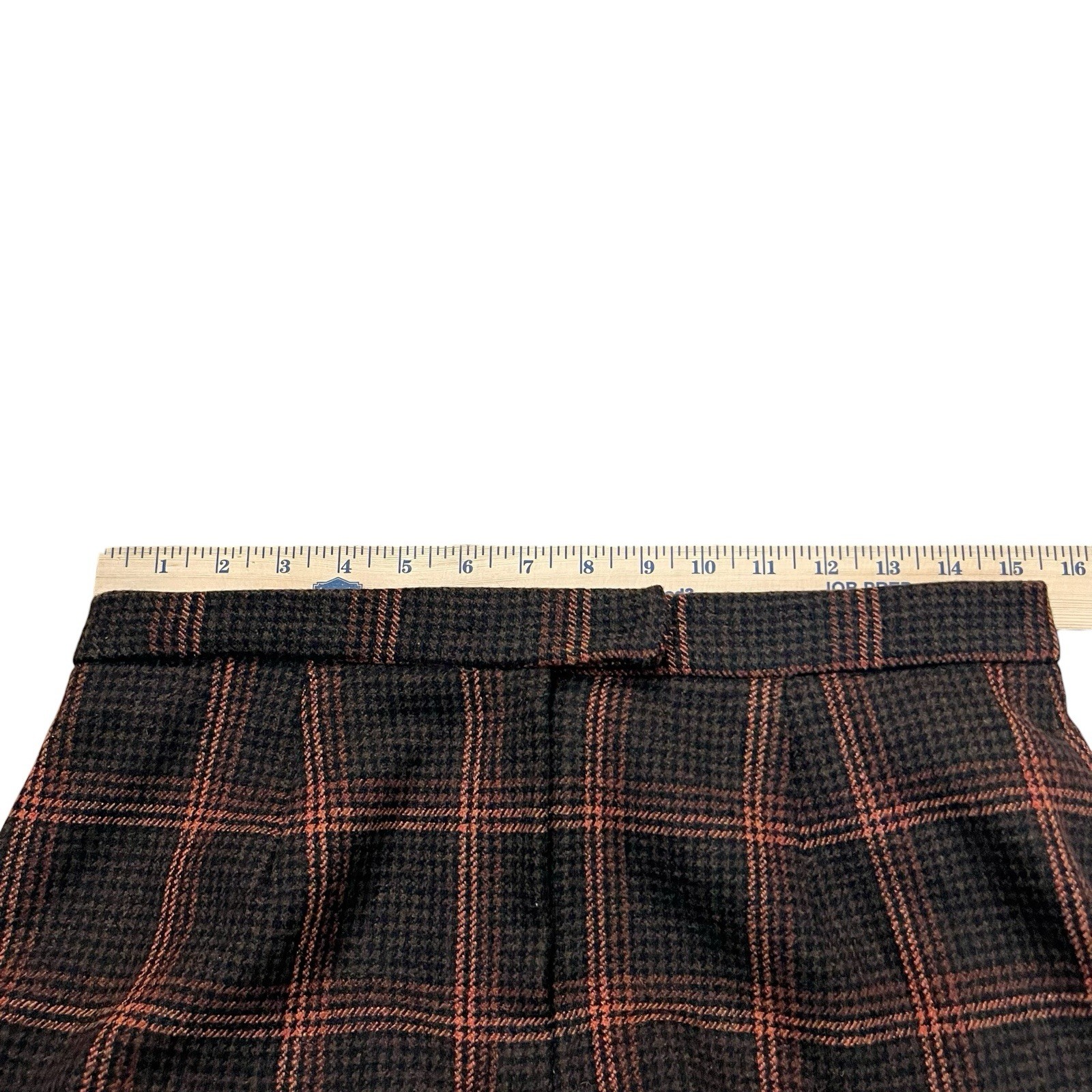 90s VTG Wool Plaid Maxi Skirt 10/12 Straight Brown Multi Fall Winter Academia