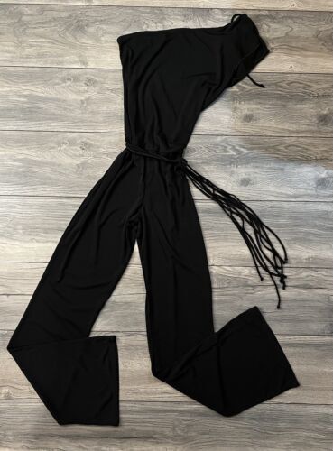 Vintage Y2k Wet Seal Jumpsuit Women’s Juniors Size Large Black Flare Leg Belt