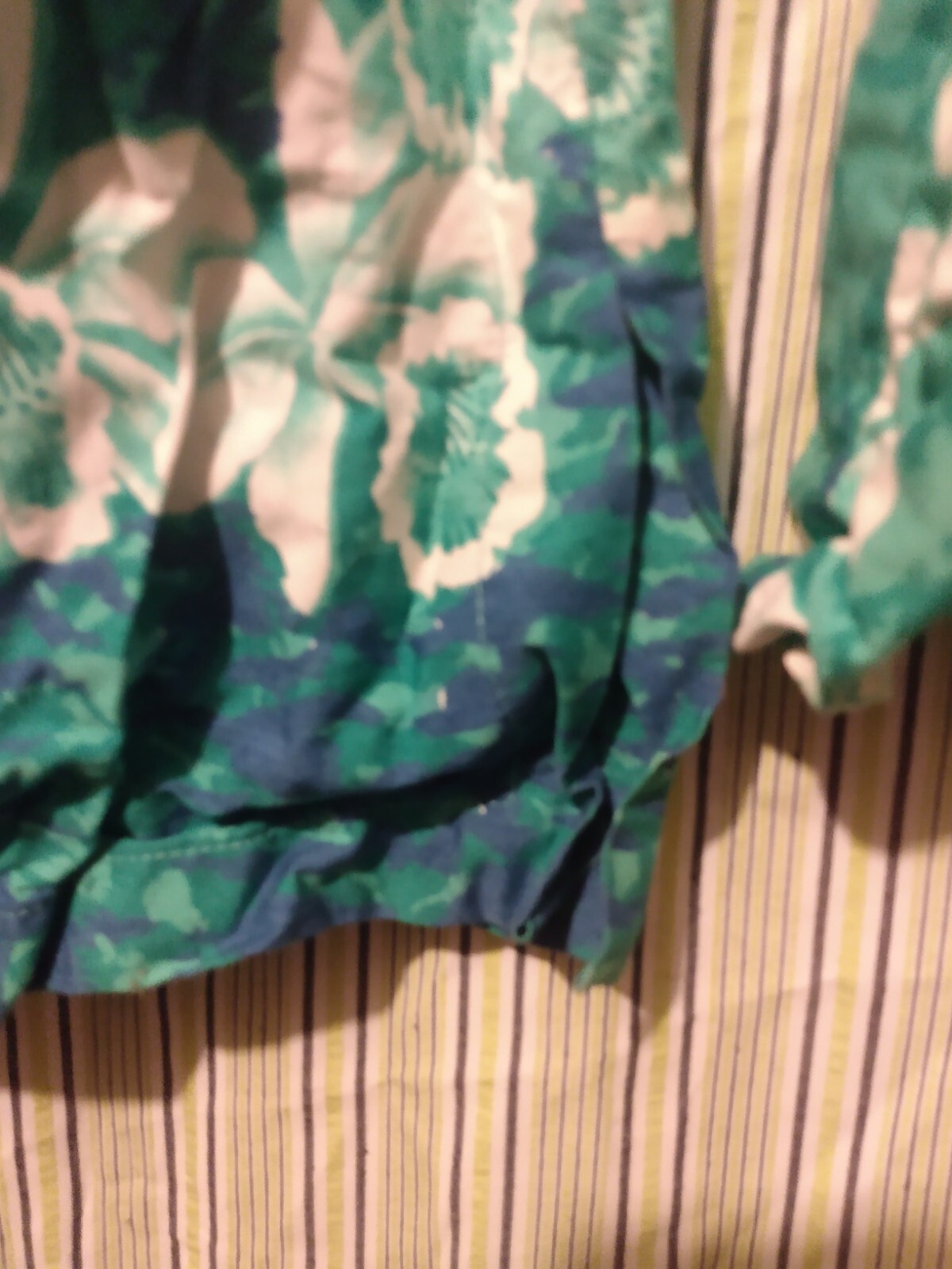 Seafoam Turquoise VINTAGE TROPICAL Print Blouse Top SMALL