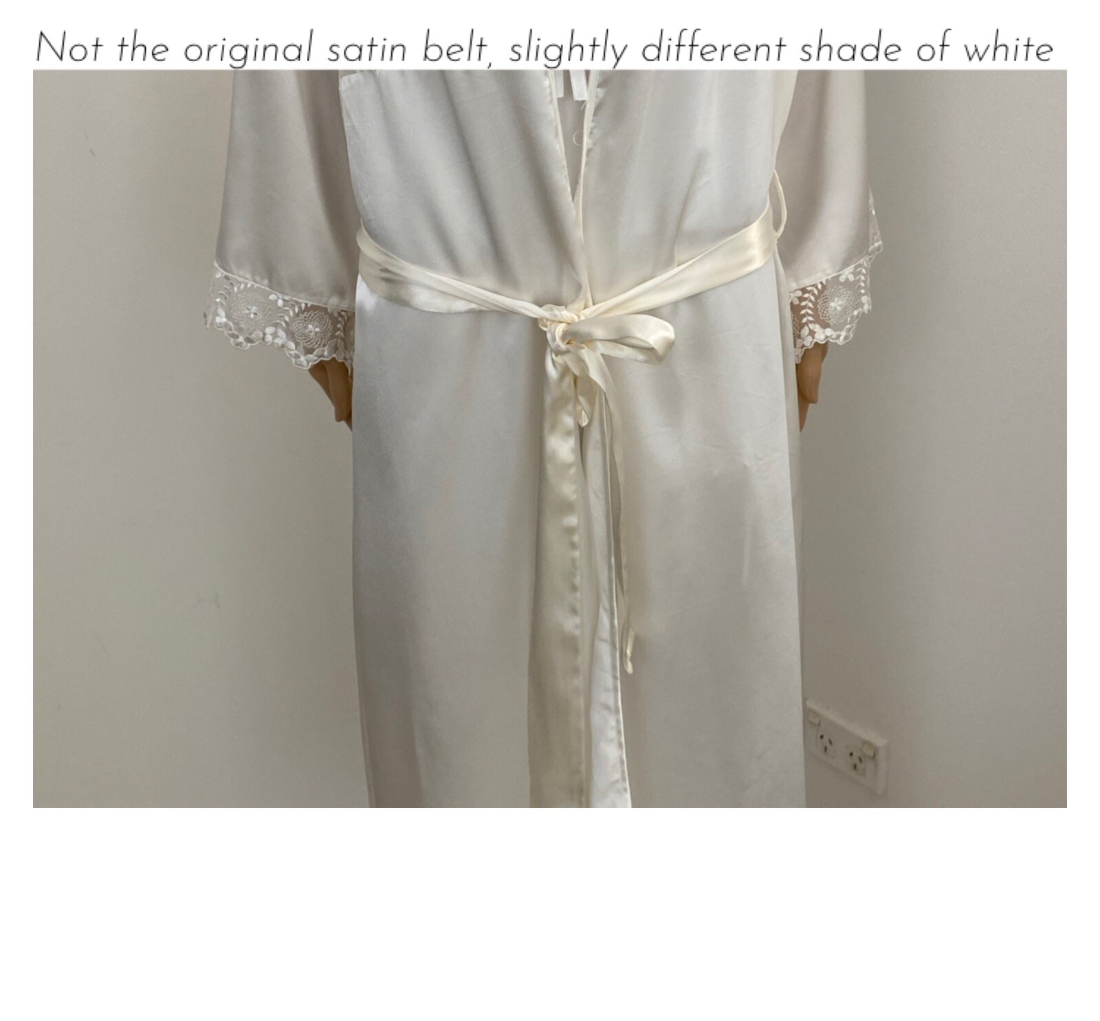 Vintage Espaur XXS-XS / 6-8 Bridal Nightie Negligee Set White Satin Floral Lace