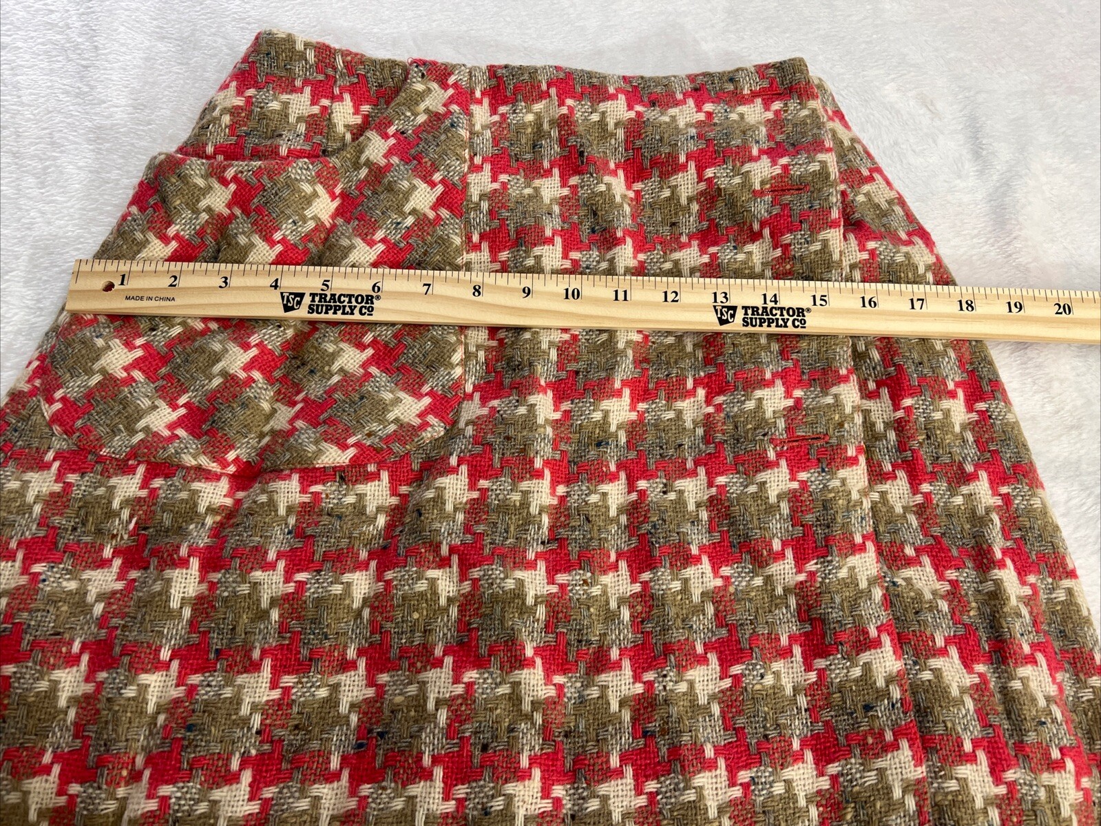 VTG McMullen MCM Skirt Tag Size 10 Multi Colored Weaved Fabric Buttons Pocket
