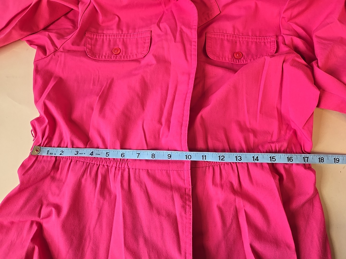 Vintage 80s The American Shirt Dress Sz 12 Pink LS Long Dress