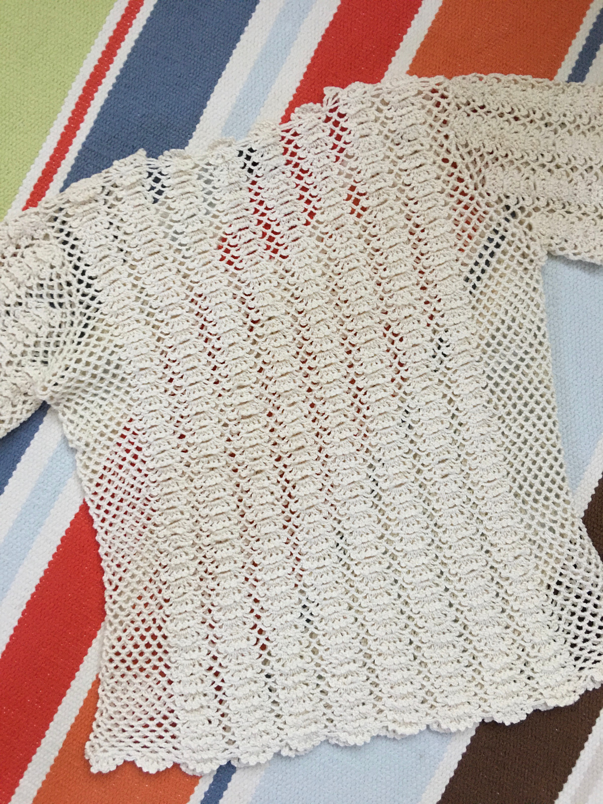 Vintage 60s 70s Cotton Hand Crochet Netting Festival Top Philippines SK Imports