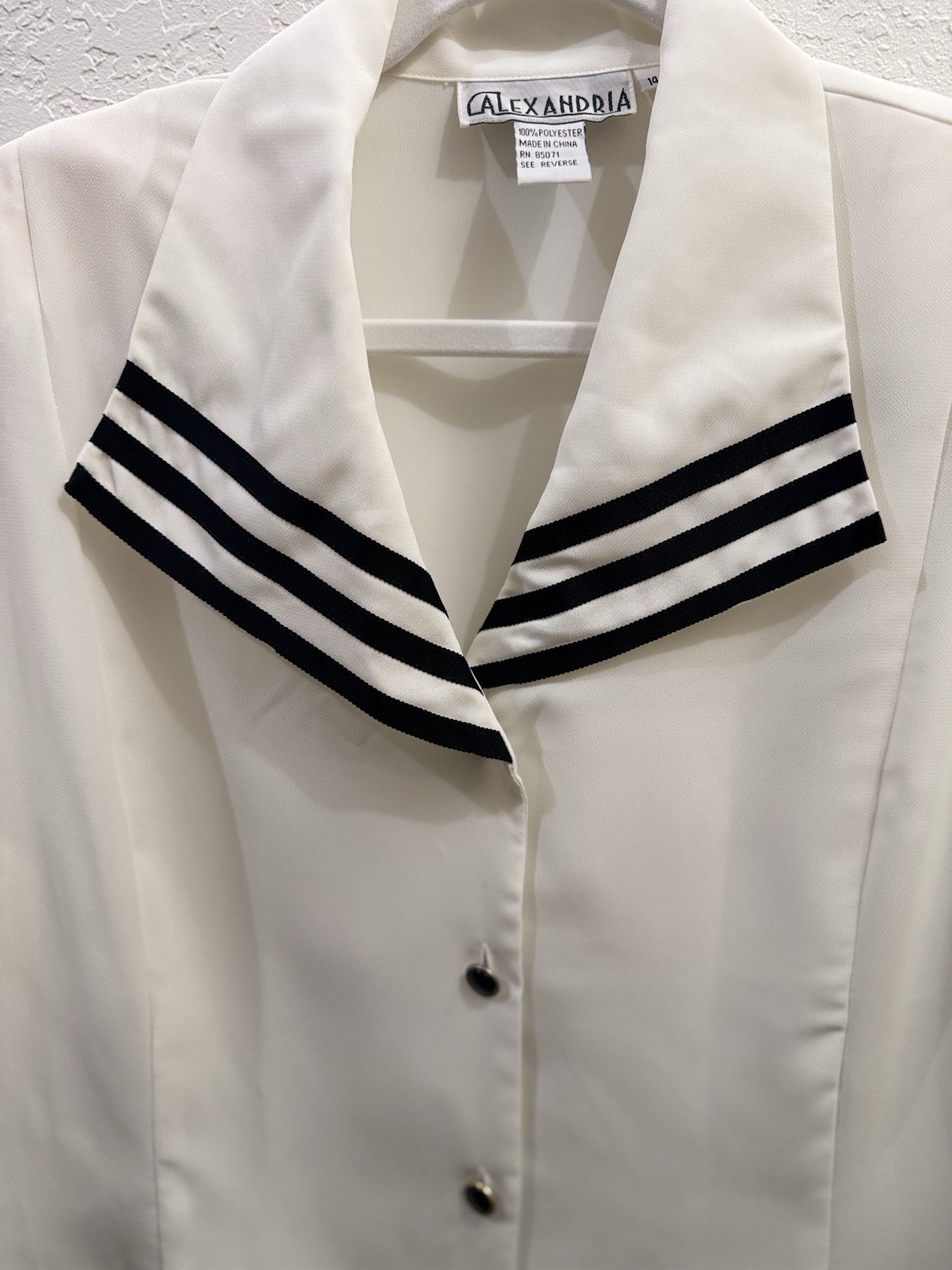 Vintage Alexandria Blouse Women’s 14 Ivory Sailor Collar Nautical Y2K NWT