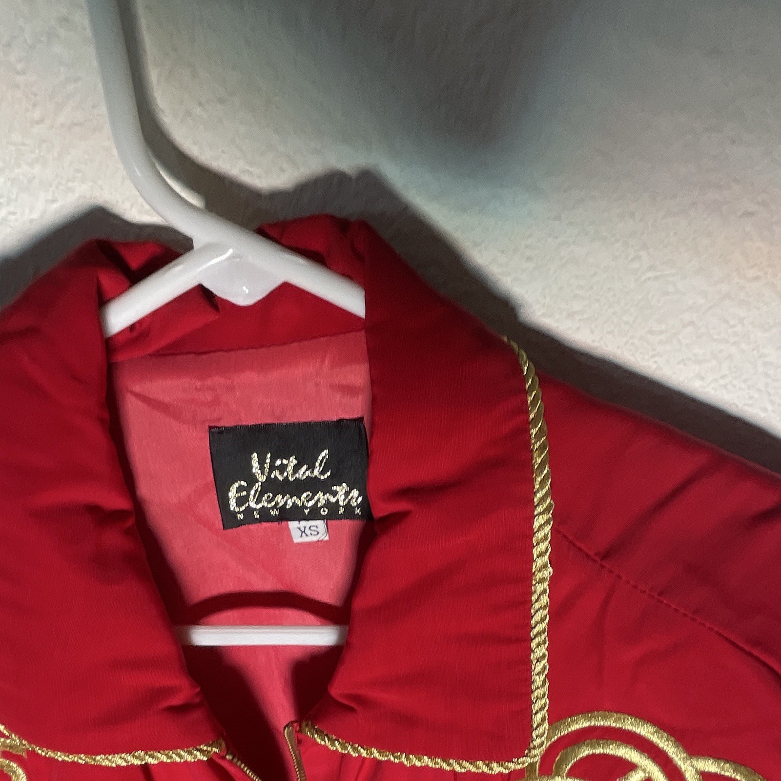 Vital Elements Red/Gold Embroidered Zip Jacket & Pants Pant Suit Set XS