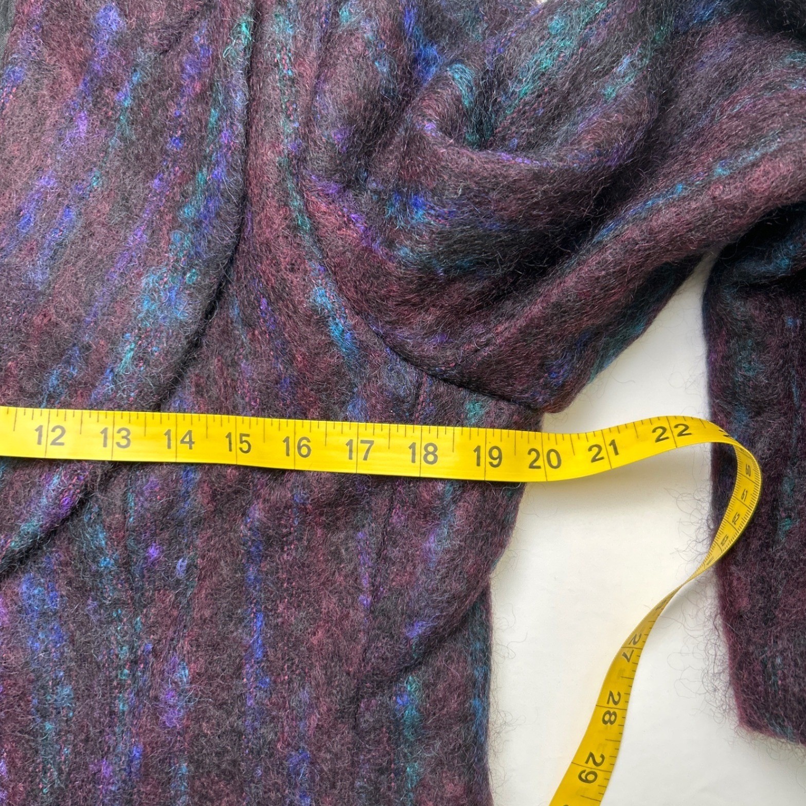 Gantos Women Vintage Mohair Wool Blend Fuzzy Striped Blazer Size 12 Purple Multi