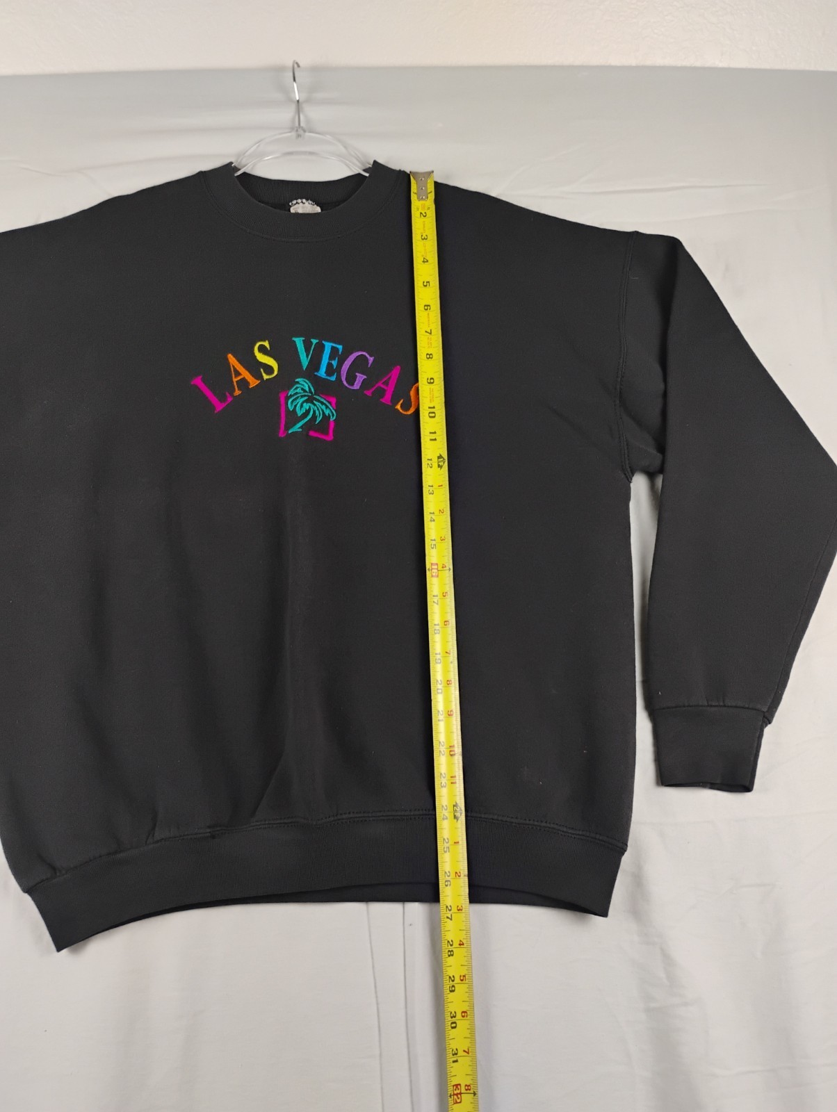 Vintage 90s Las Vegas NV Embroidered Sweater Women Size XL Fits L Black USA Made