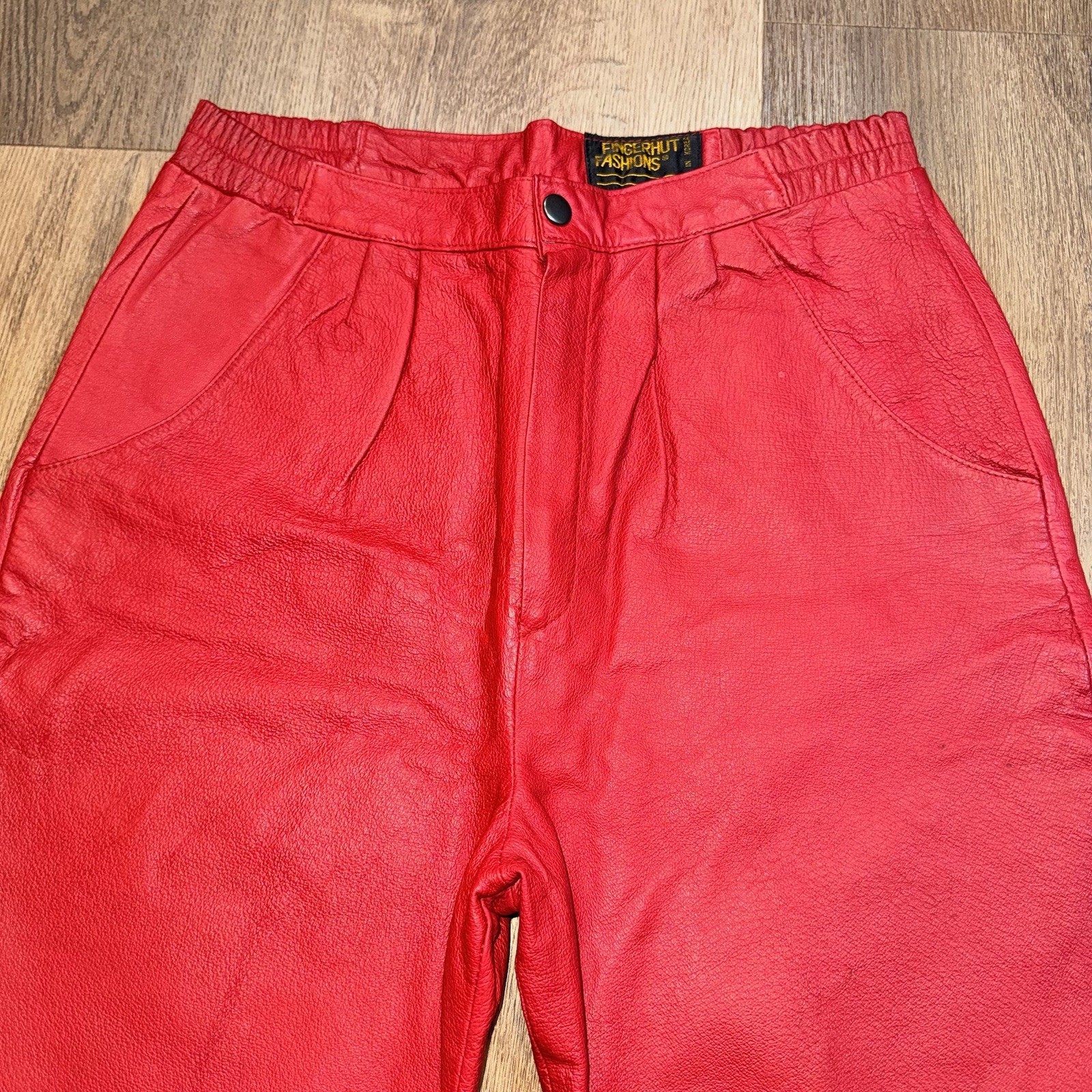 Vintage Leather Pants Womens 10 Red 1980s Rocker Grunge New Wave 80s 30 x 29