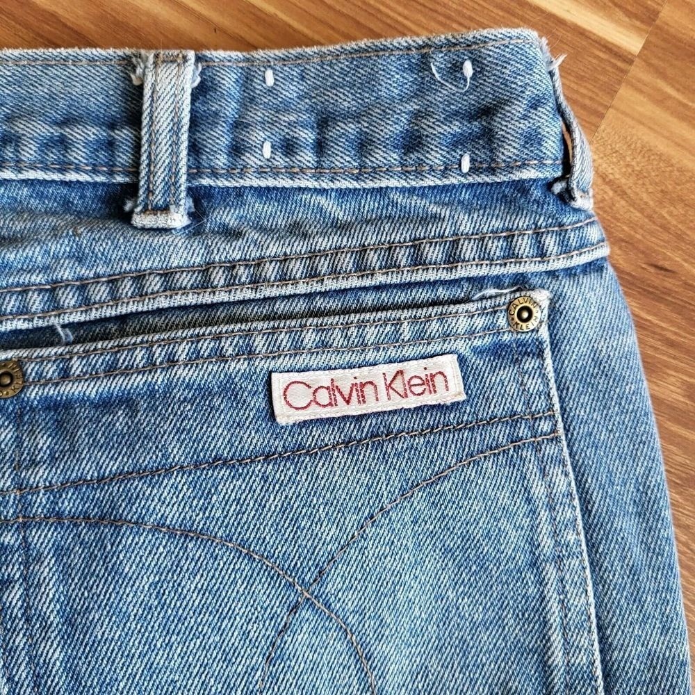 Vintage 80s Mom Jeans Calvin Klein 35×30 High Waisted Med Wash 38 USA Denim