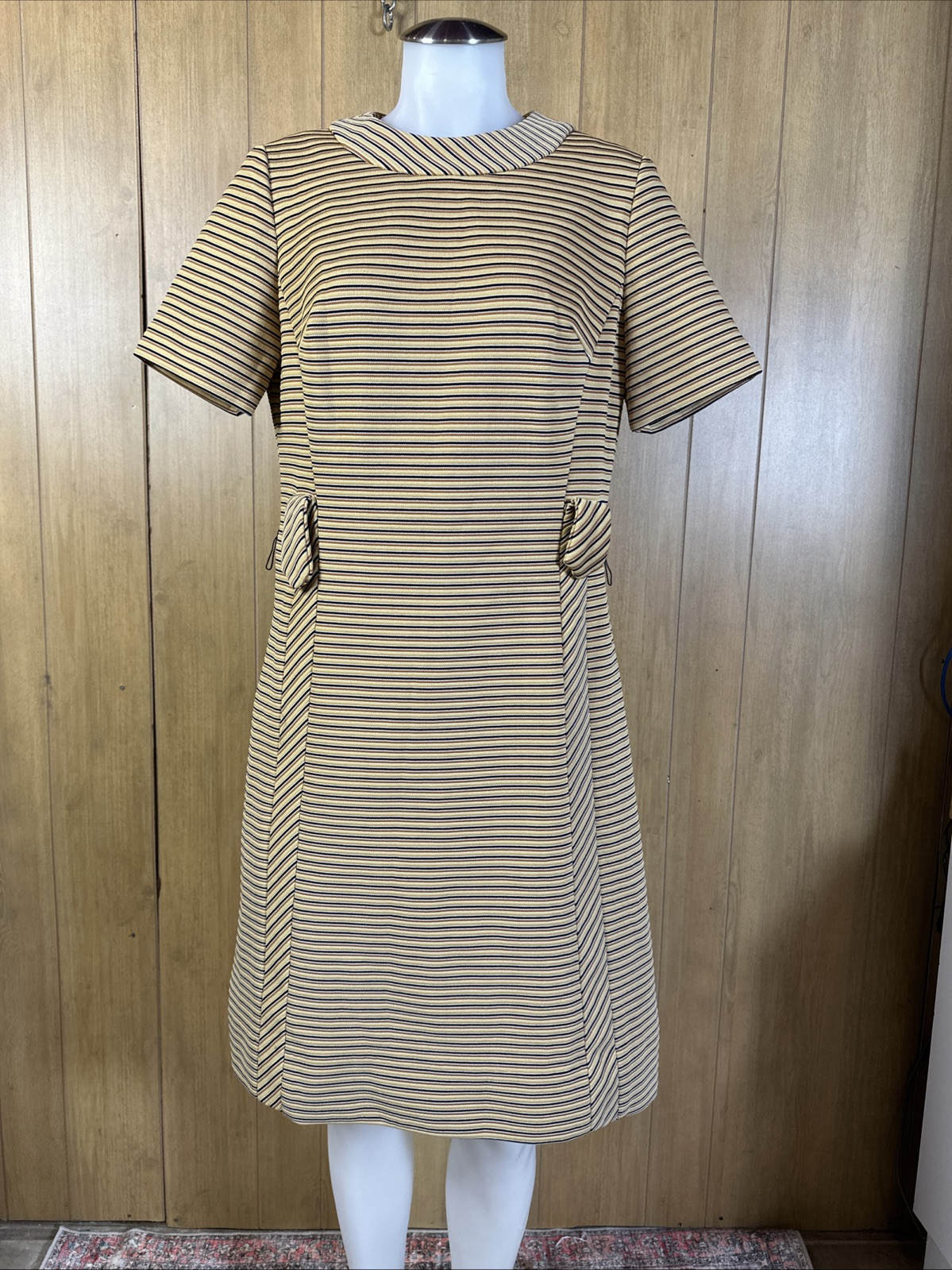 Vintage Striped Sheath Dress by Henry Lee Zip Up Belt Loops