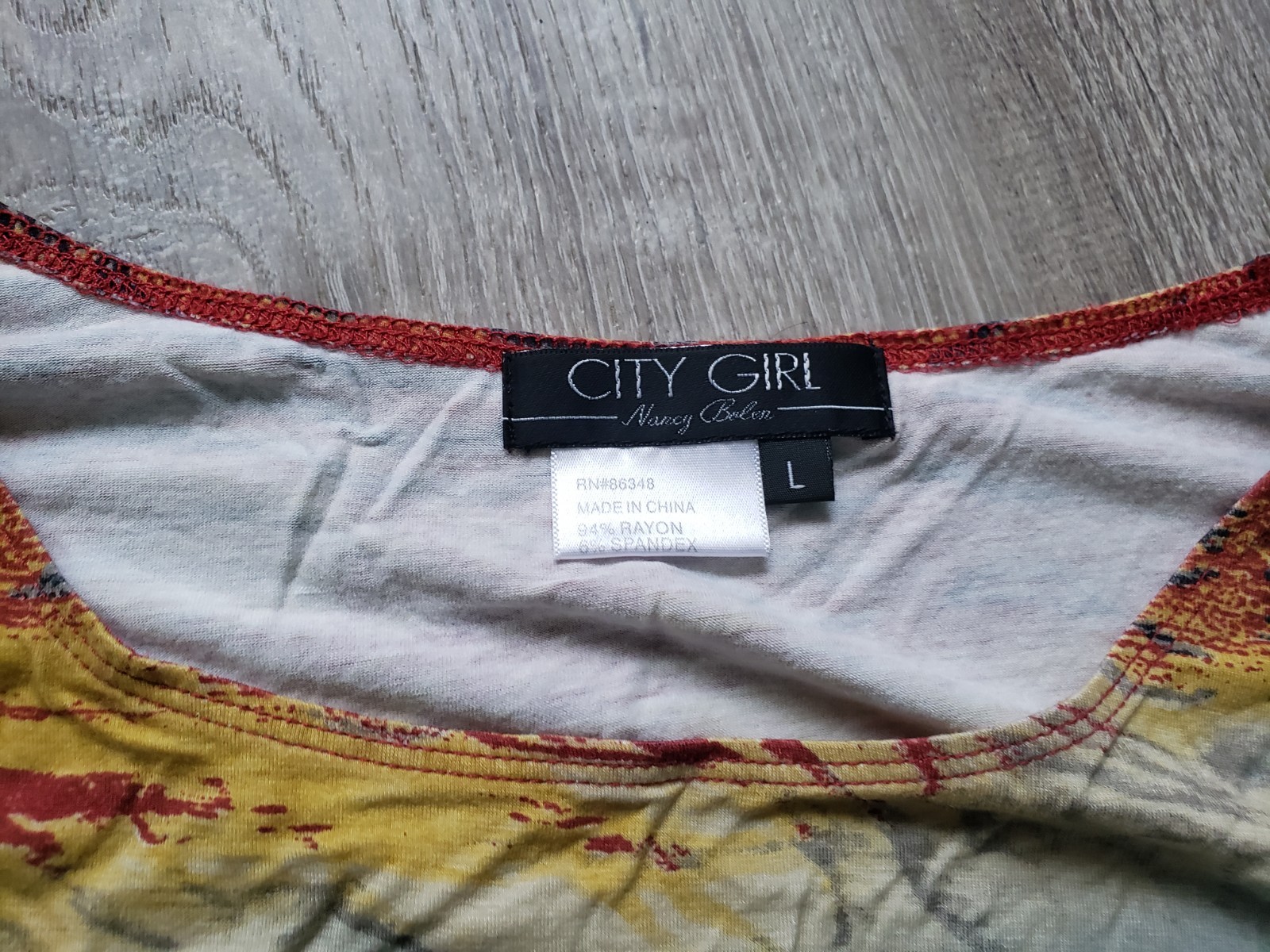 VTG City Girl Nancy Bolen Top Womens L Beaded Asian Travel Fitted 3/4 Sleeve