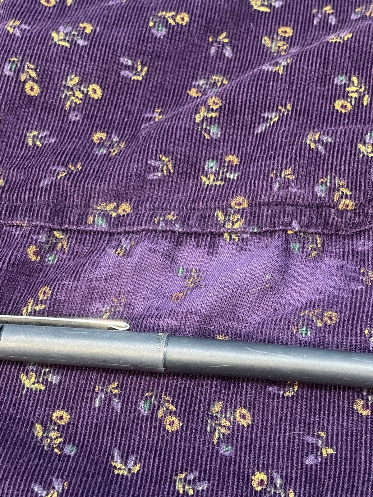 Vintage FADS Purple Floral Sleeveless Corduroy Romper Dress Pockets Women SZ 4P