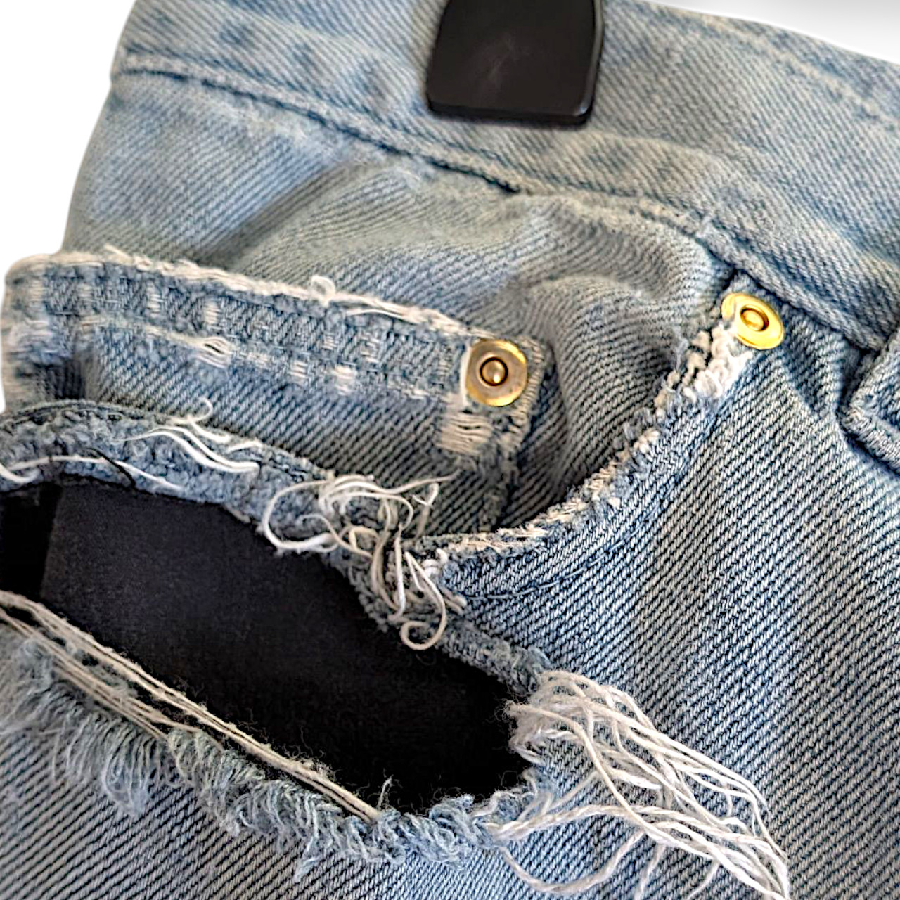 Yves Saint Laurent vtg 90s oversized YSL embossed logo distressed jeans IT 48