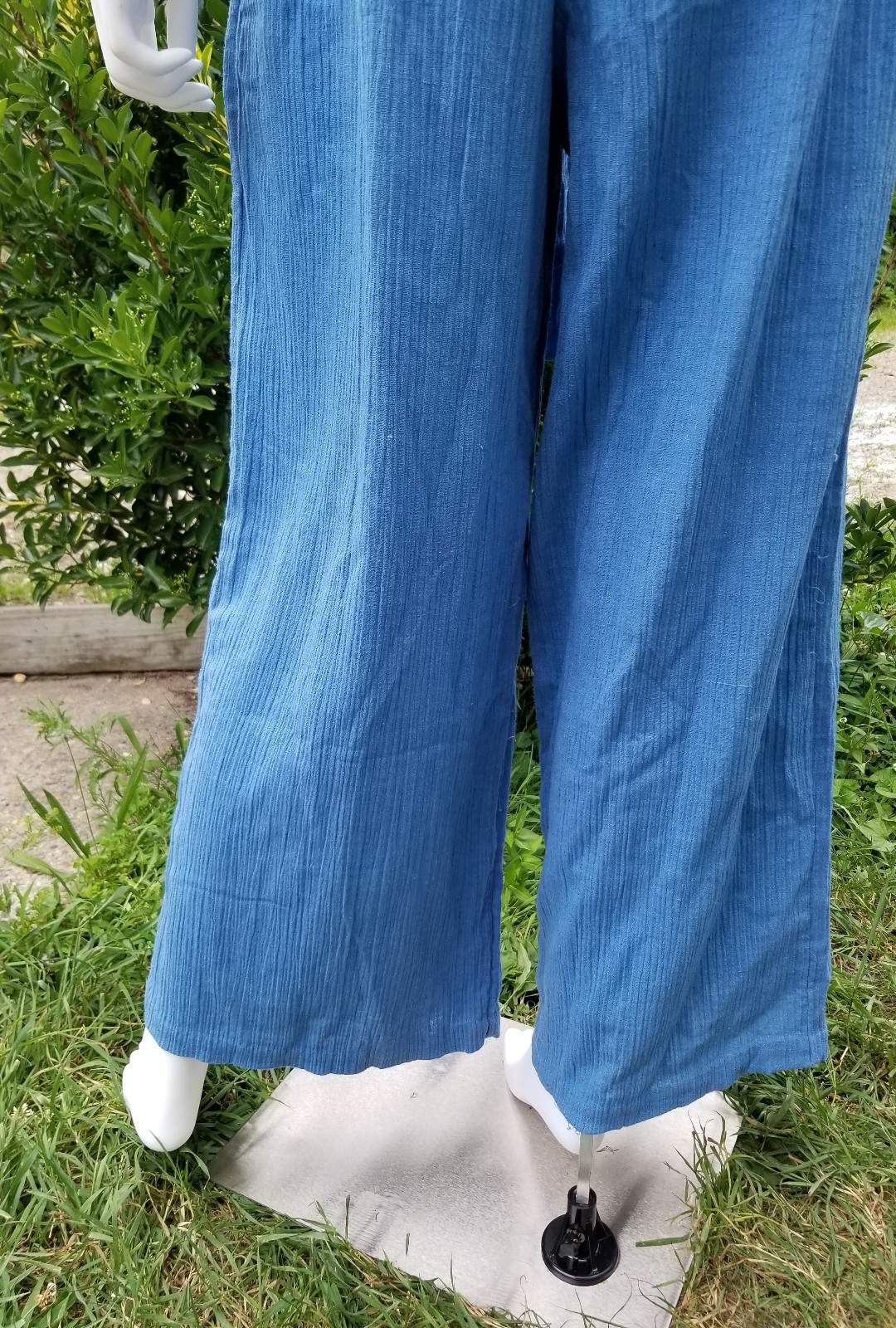 Vintage 1970s „Dutchess”Marine Baby blue wide leg romper jumpsuit nautical SM