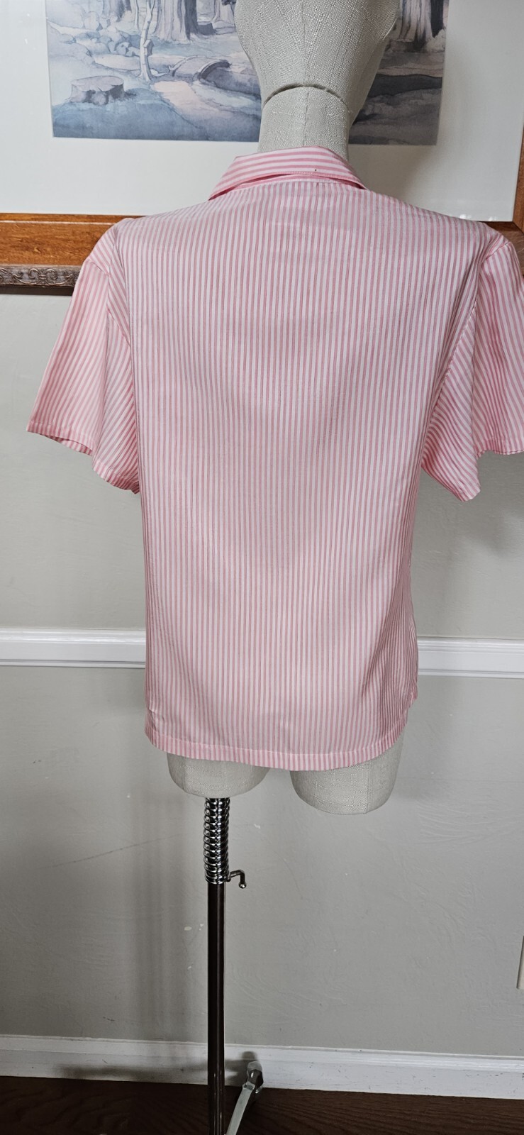 Vintage 1980s Pink And White Striped Blouse By Shapely As Pictured