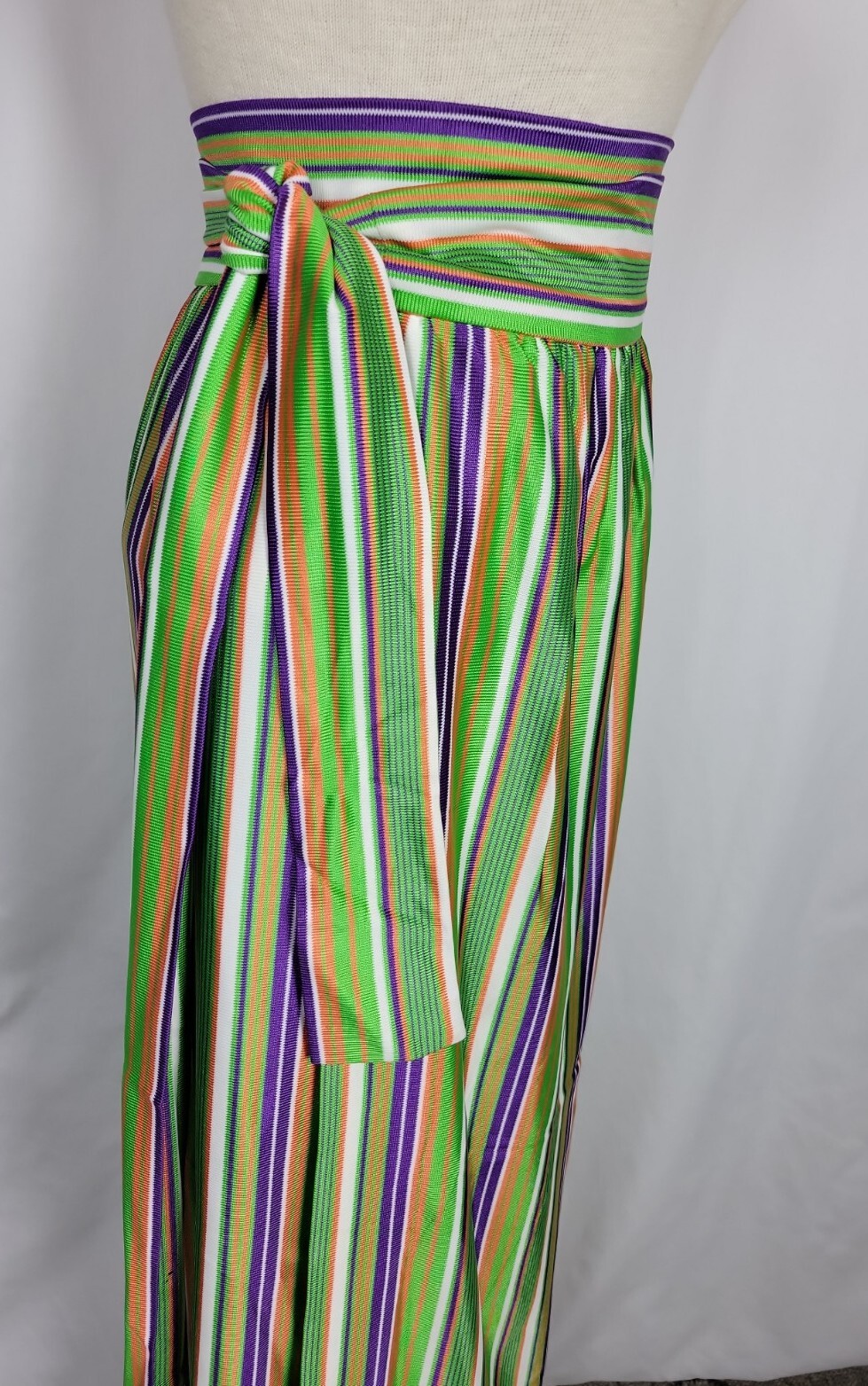 Vtg 60s striped mod hippie skirt green orange purple sz s/m