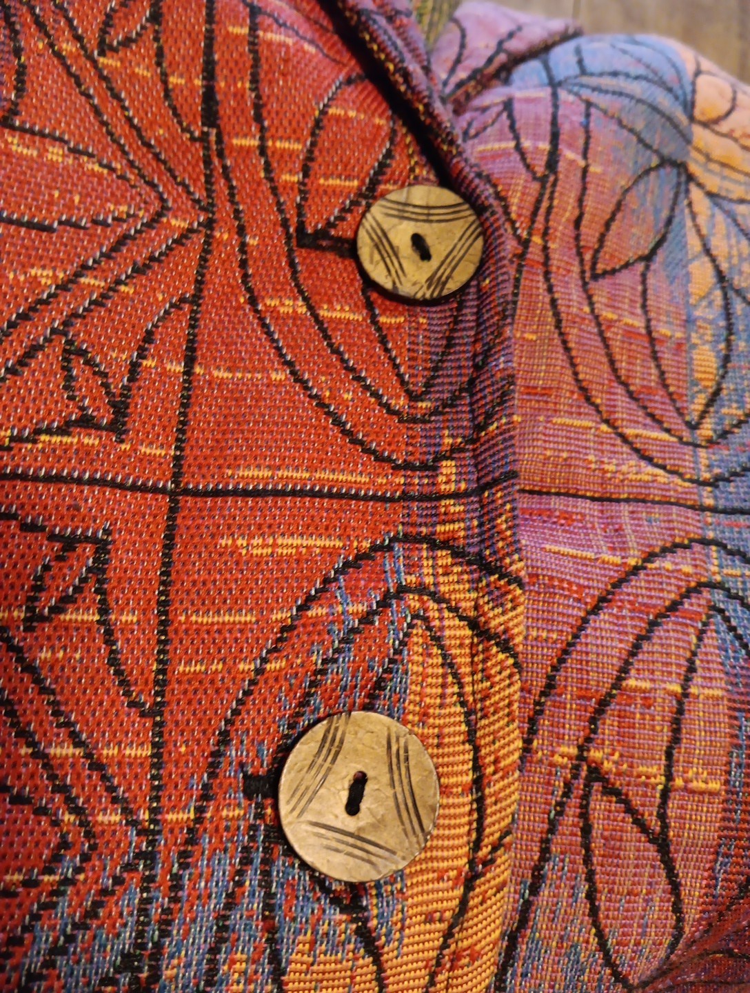 VTG Travel Smith Women M Long Tapestry Jacket Button Floral Hippie Boho Western