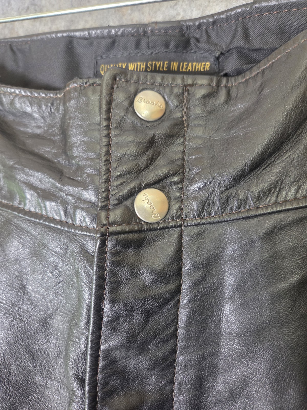 Vintage Brooks Leather Sportswear Black Pants Motorcycle Detroit 40×30