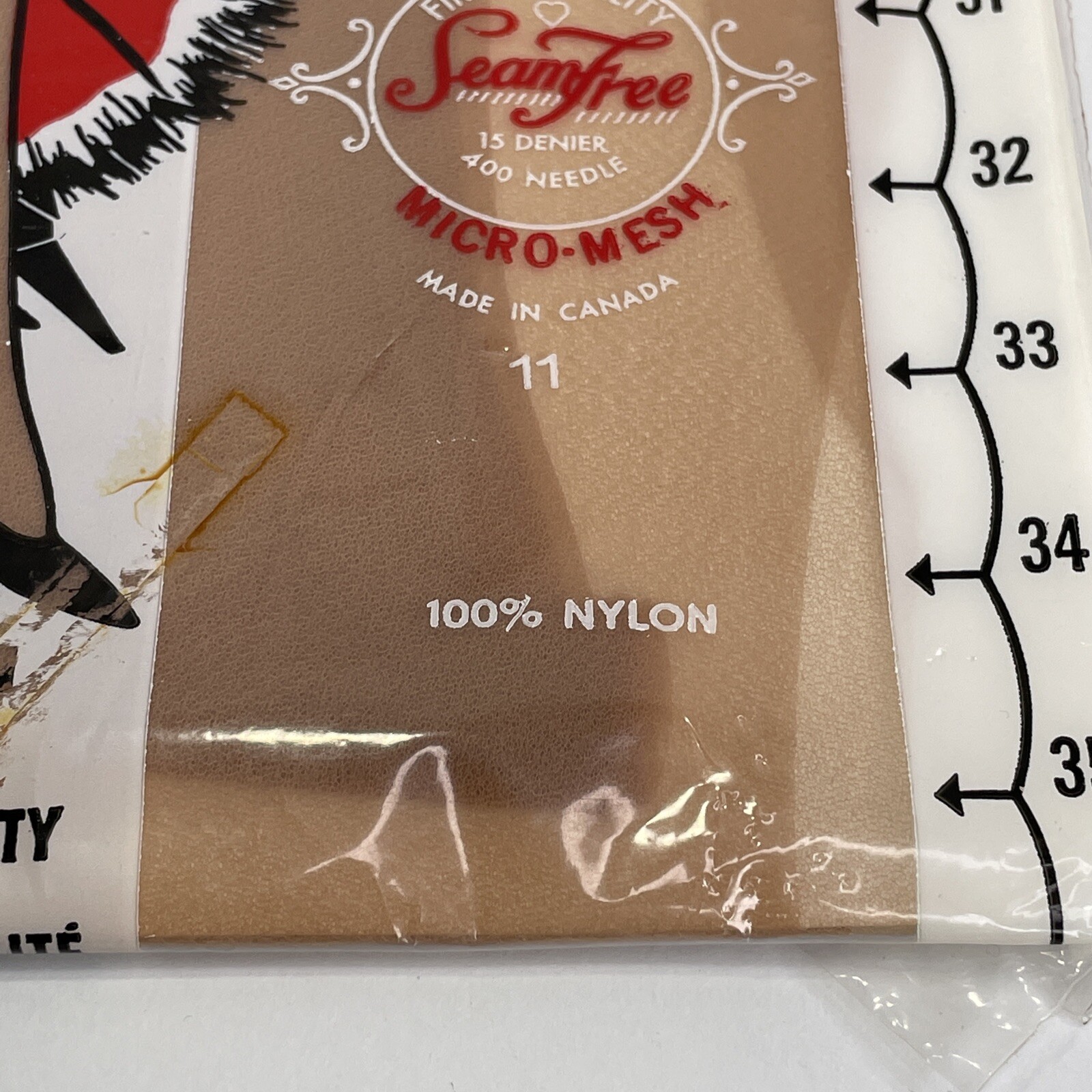 VERY RARE! Vintage 1955 Pantyhose DuPont SeamFree Canada SZ Medium Nude Beige