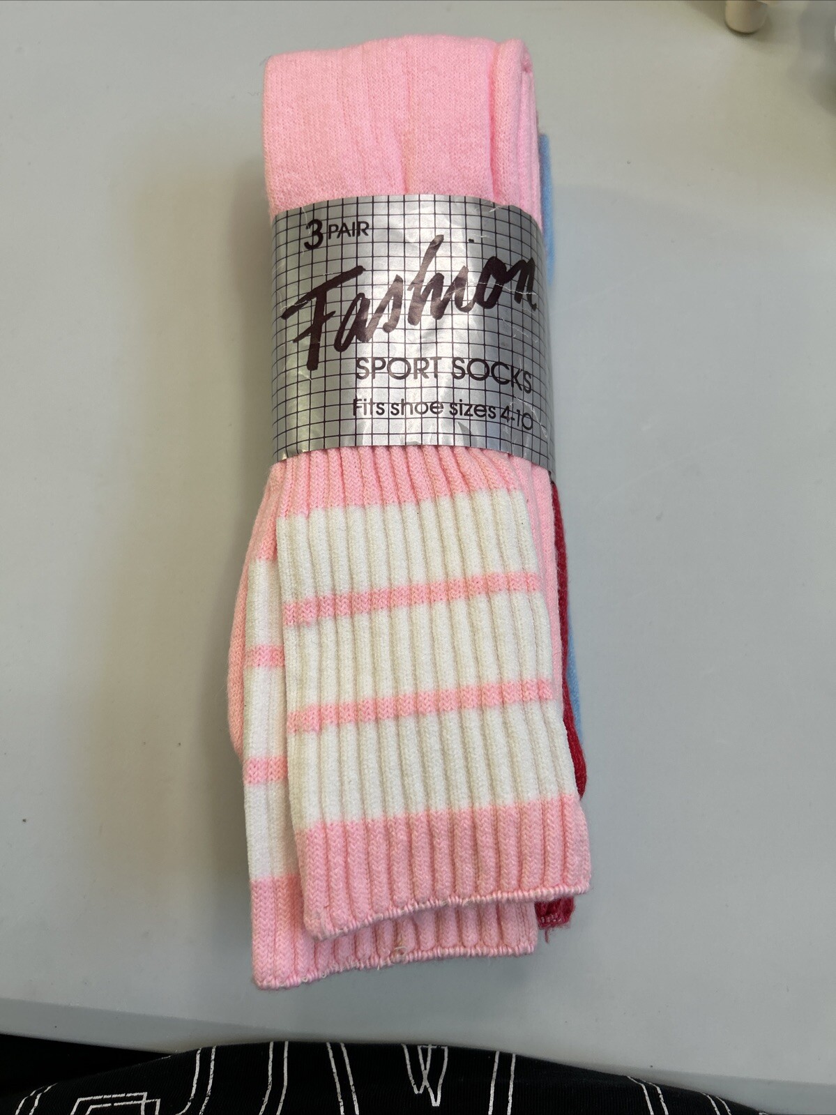 3 Pack! VTG Crew Sport Socks Multi- Color Acrylic Nylon 80’s 9-11 USA Made