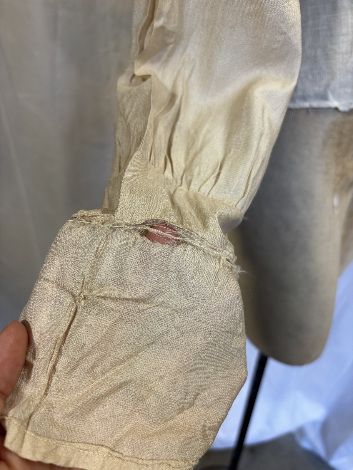Antique Edwardian Victorian Women’s Taupe Silk Blouse Shirt Top As Found