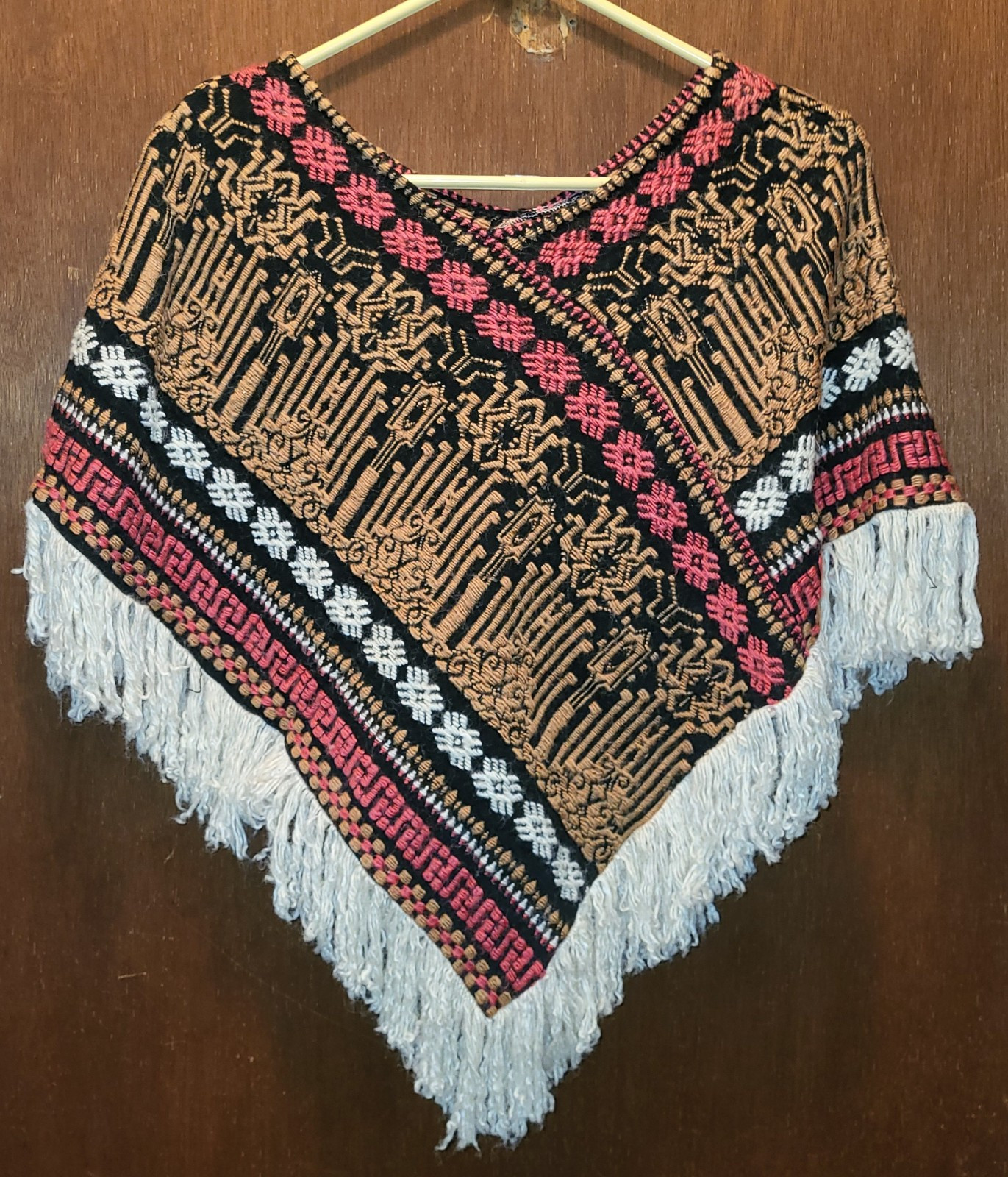 Vintage Boho Hippie Poncho Made On Greece