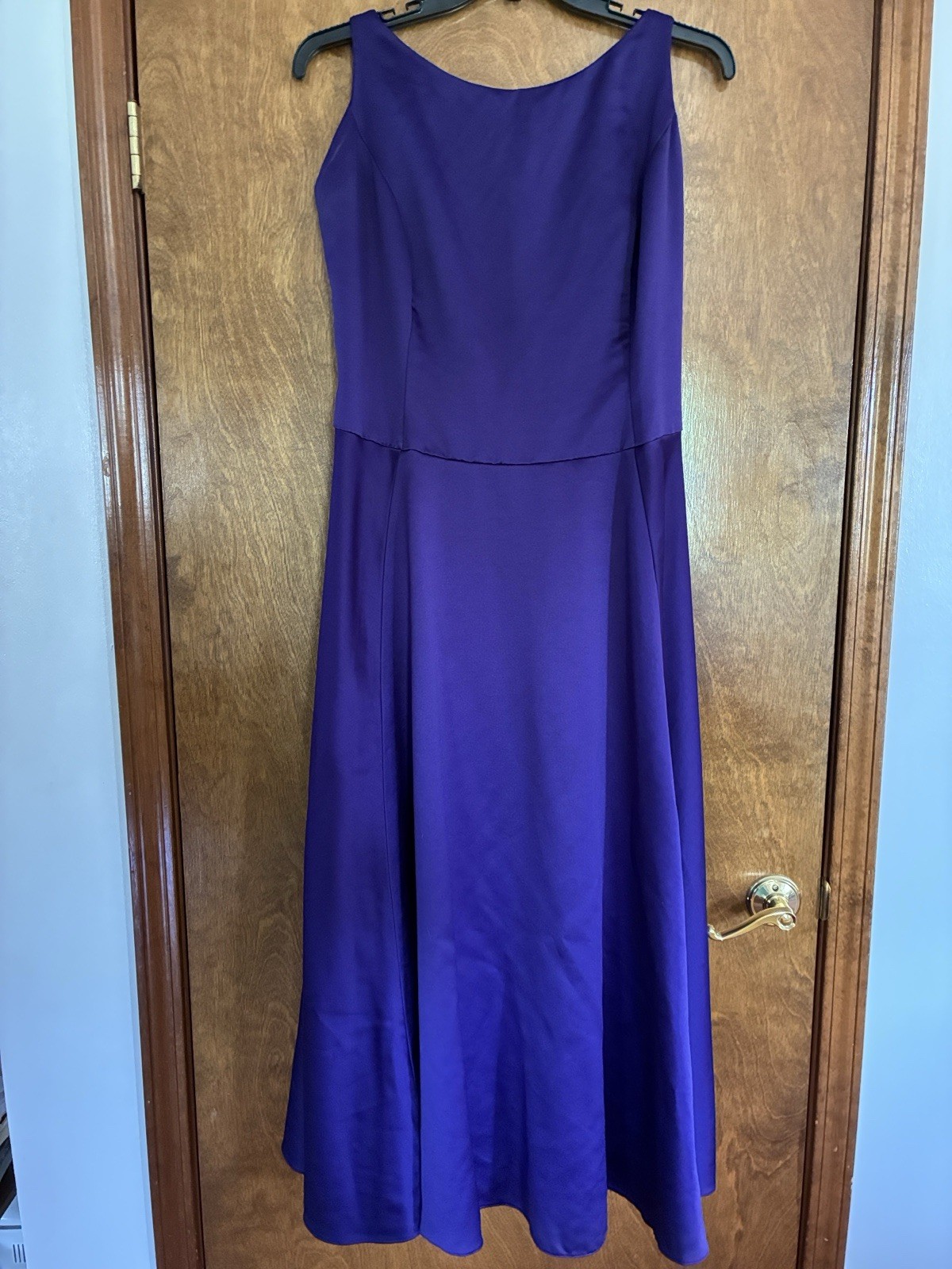 Vintage Watters and Watters Purple Satin Sleeveless A-Line Dress Long Size 16