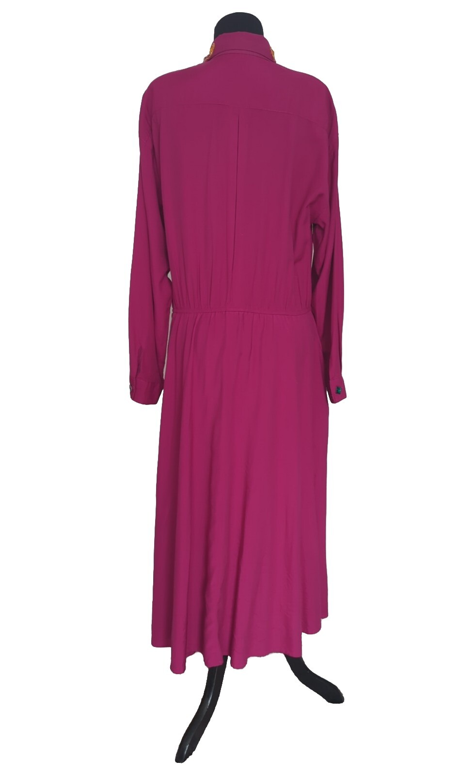 Pre-owned Vtg 90s R&K Originals Shirt Dress Fuschia Rayon Jewel Accents Sz 16p