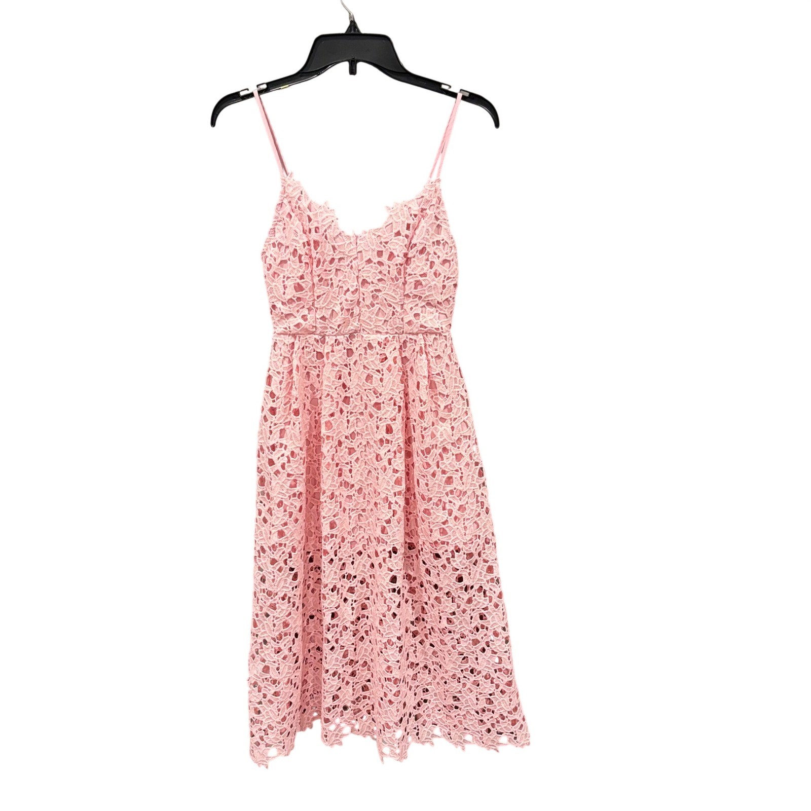 Autumn Wedding Guest Dress Lace Midi Fit Flare Cami Blush Pink ASTR the Label Sm