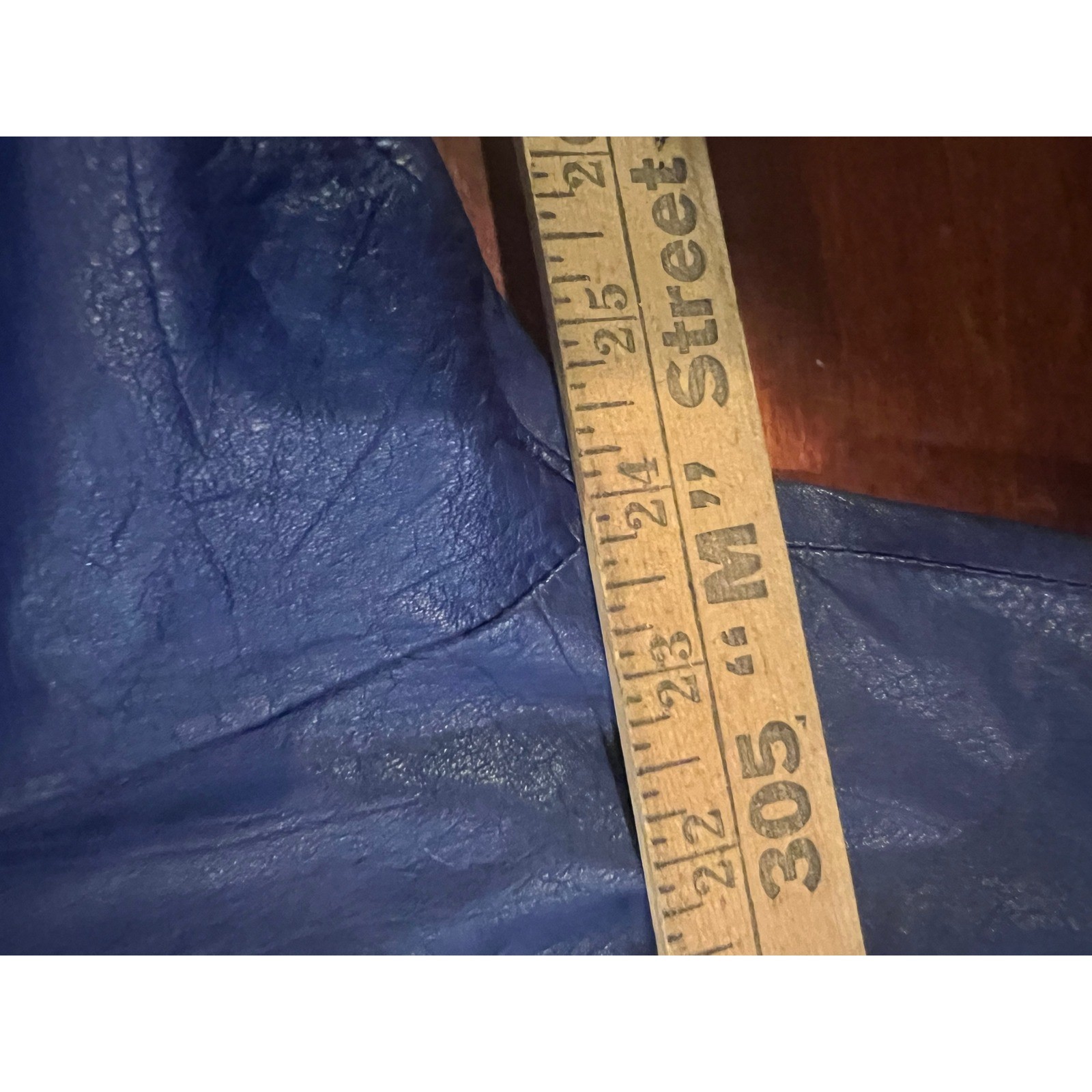 Avanti Vintage 80s Leather Bomber Jacket Cobalt Blue Puff Shoulder Womens Small