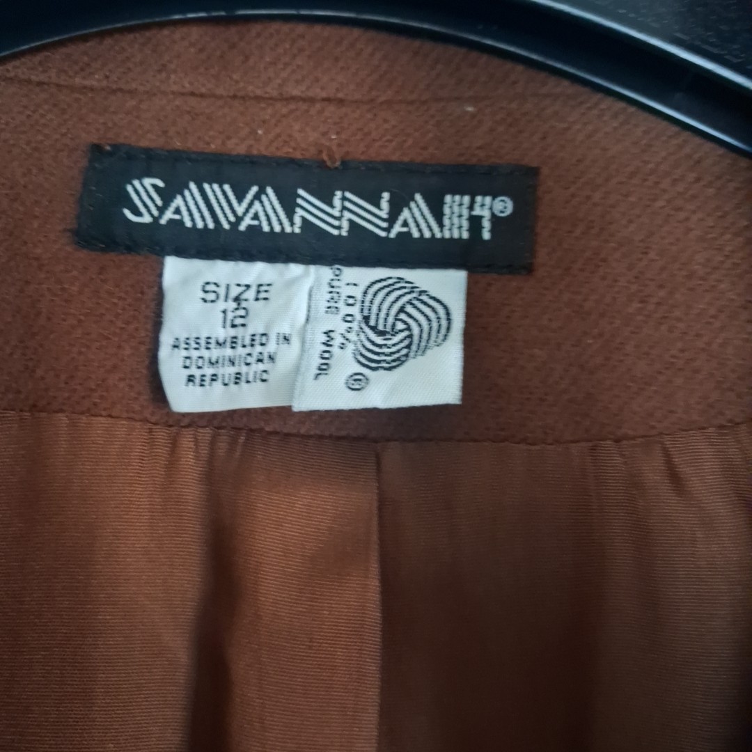Vintage Savannah 100% Pure Wool Blazer – Rust Brown – Size 12