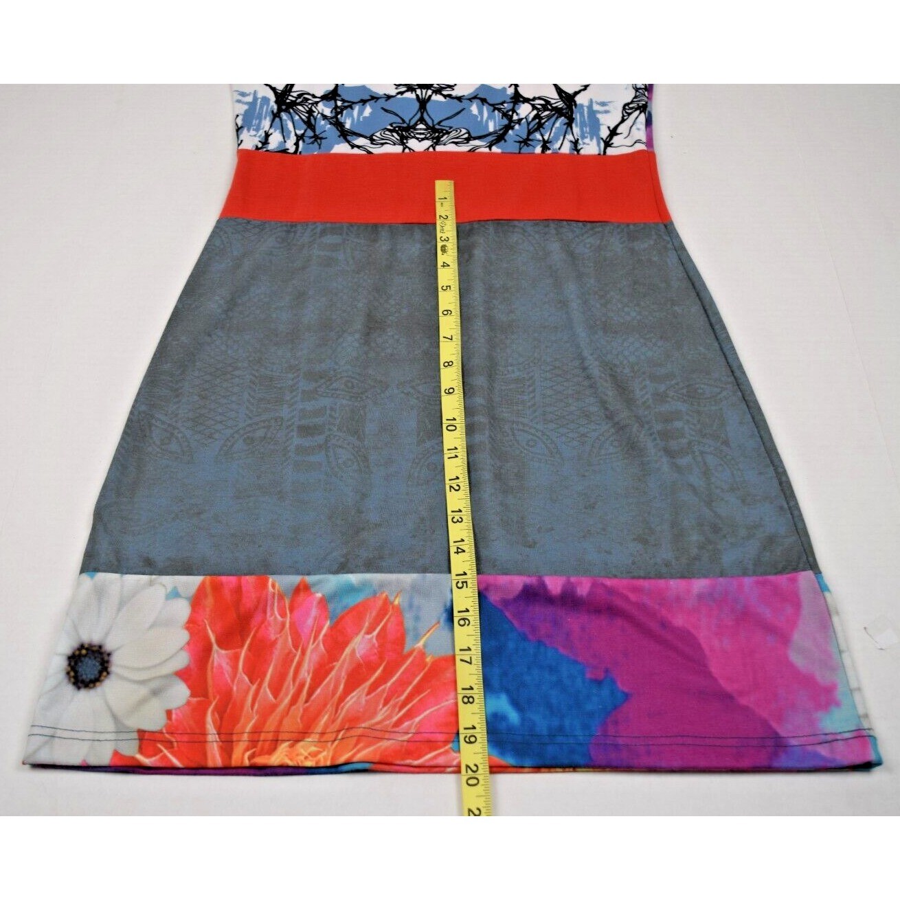 Vintage Mini Dress Avispada Size S/M 90s Bright Big Color Patchwork Soft Stretch