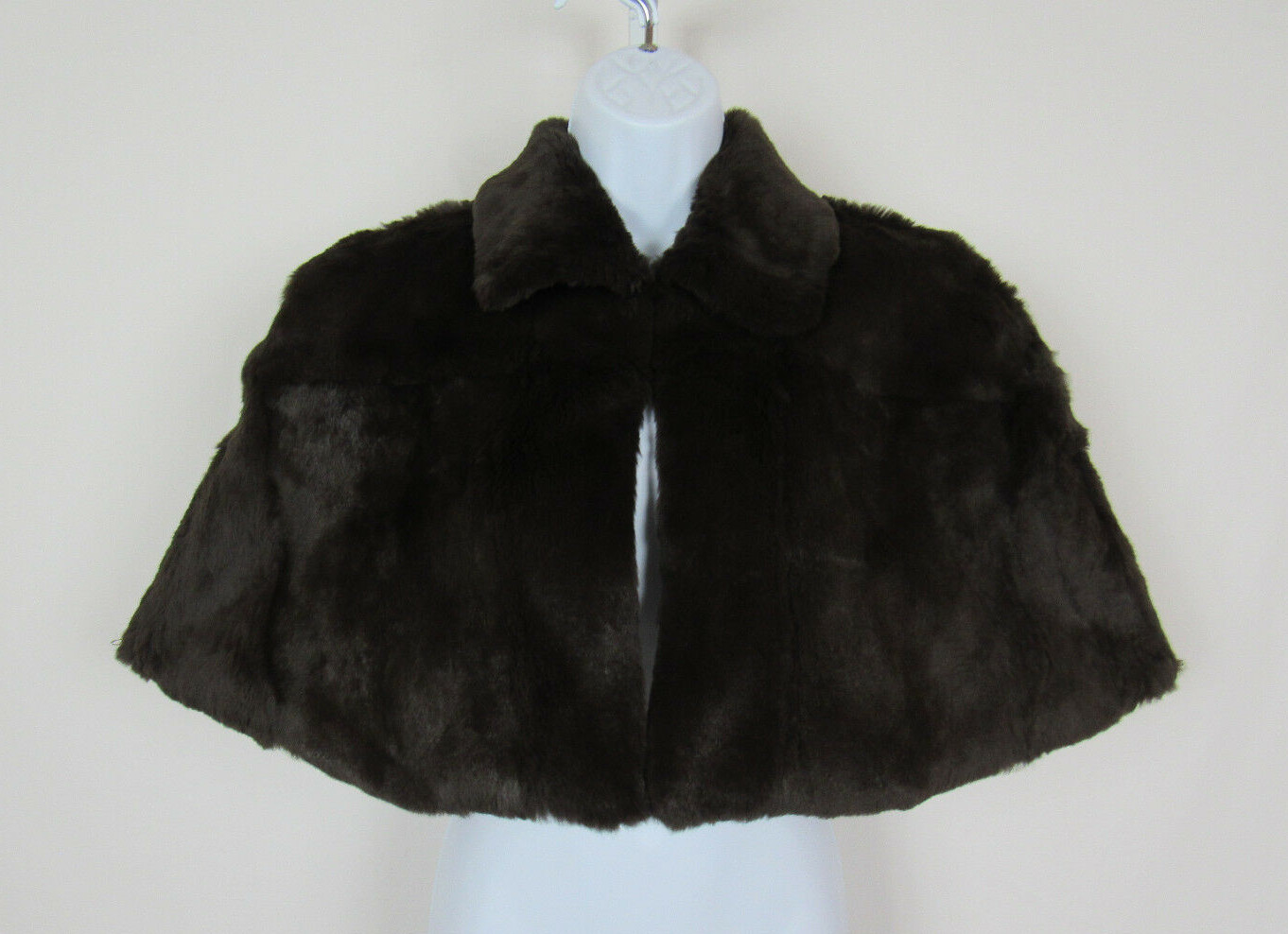 VTG 1990 2000s? NYGARD COLLECTION ANGORA RABBIT FUR CAPE PETITE 10-12 DARK MOCHA