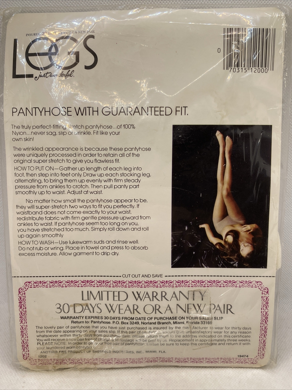 Legs Just Wonderful Extra Sheer Pantyhose White 100-160 lbs Nylons Vintage