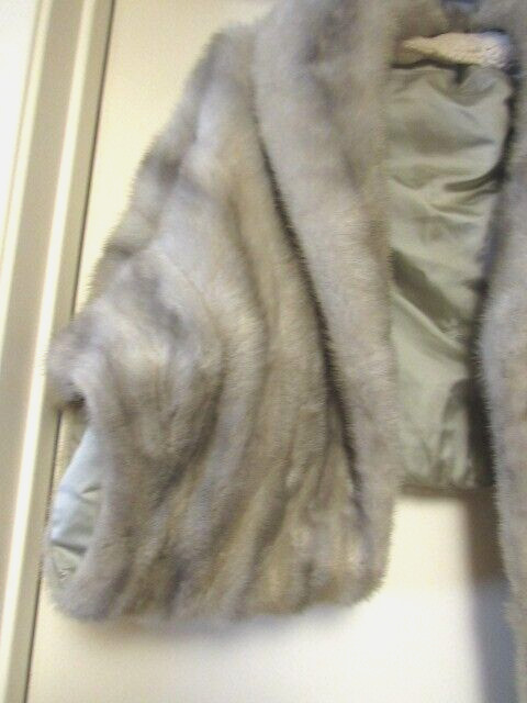 Vintage 50’s Cerulean Mink Fur Convertible Cape Stole Silver Gray Nice!