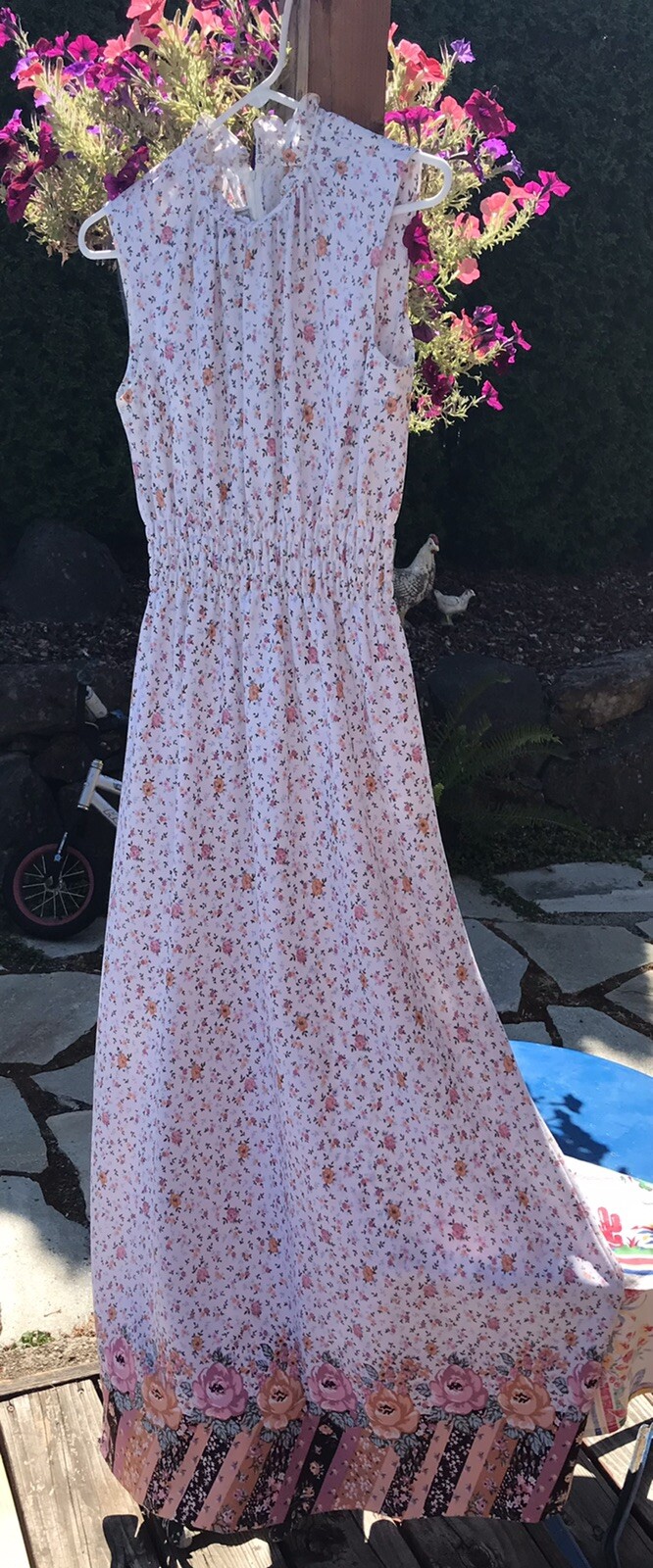 Vintage Y2K Floral Cottagecore Dress Jerrie Lurie Maxi Bust 32” Made In USA