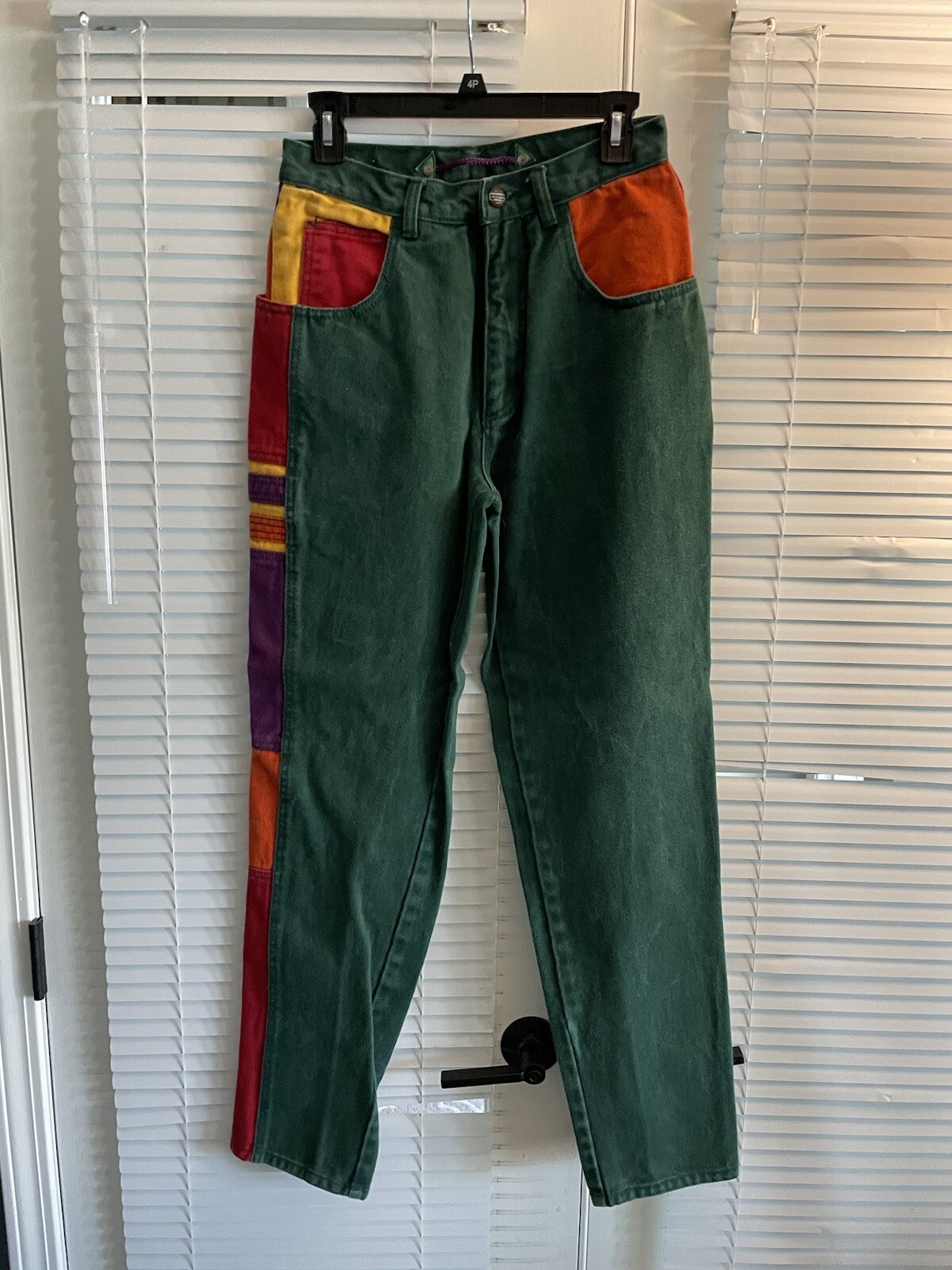 Vintage Major Damage Denim Color Block Hip Hop Pants Shirt Women’s Size 30, 2