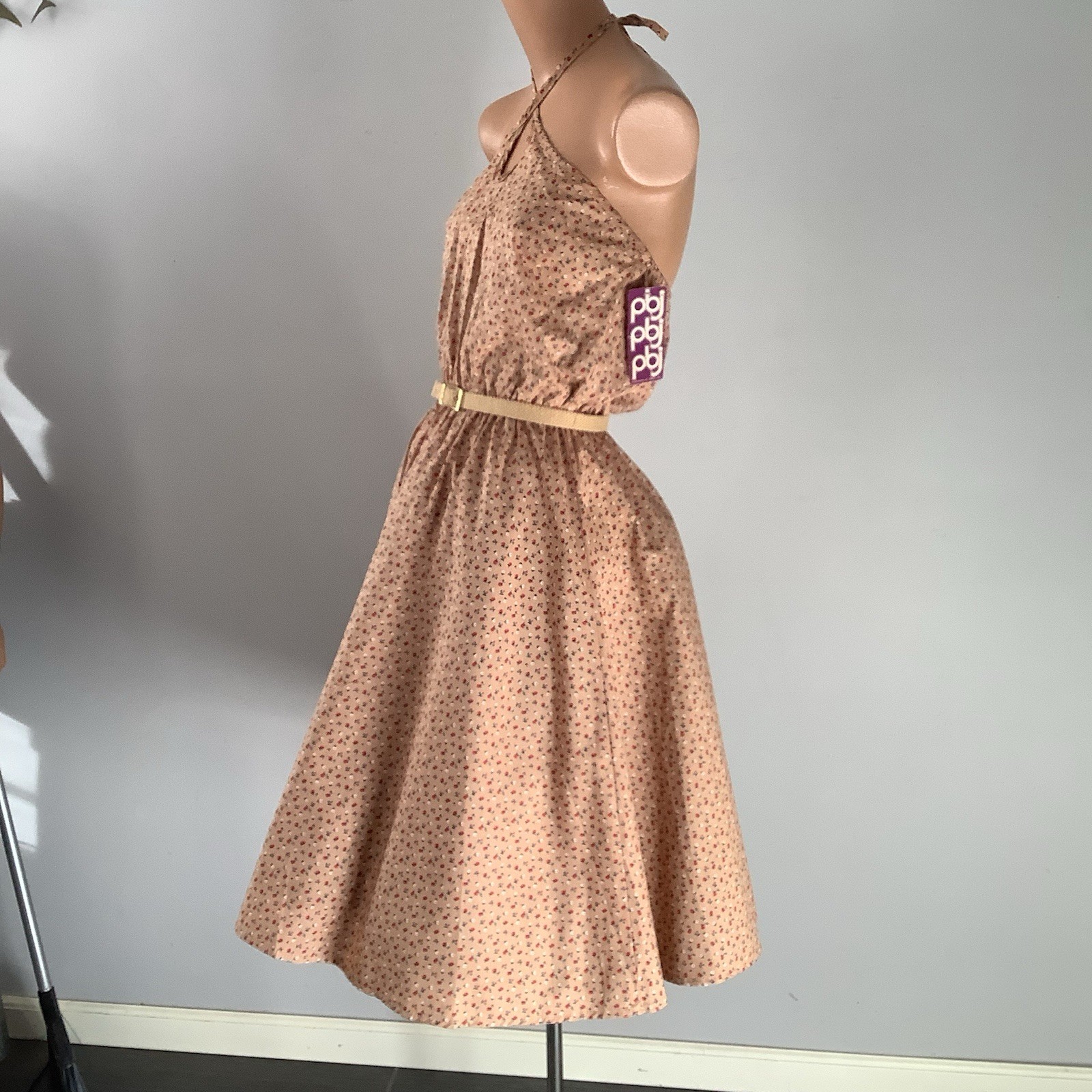 VTG 1970’s PBJ By Jerell Of Dallas Deadstock Ditsy Floral Print Halter Dress
