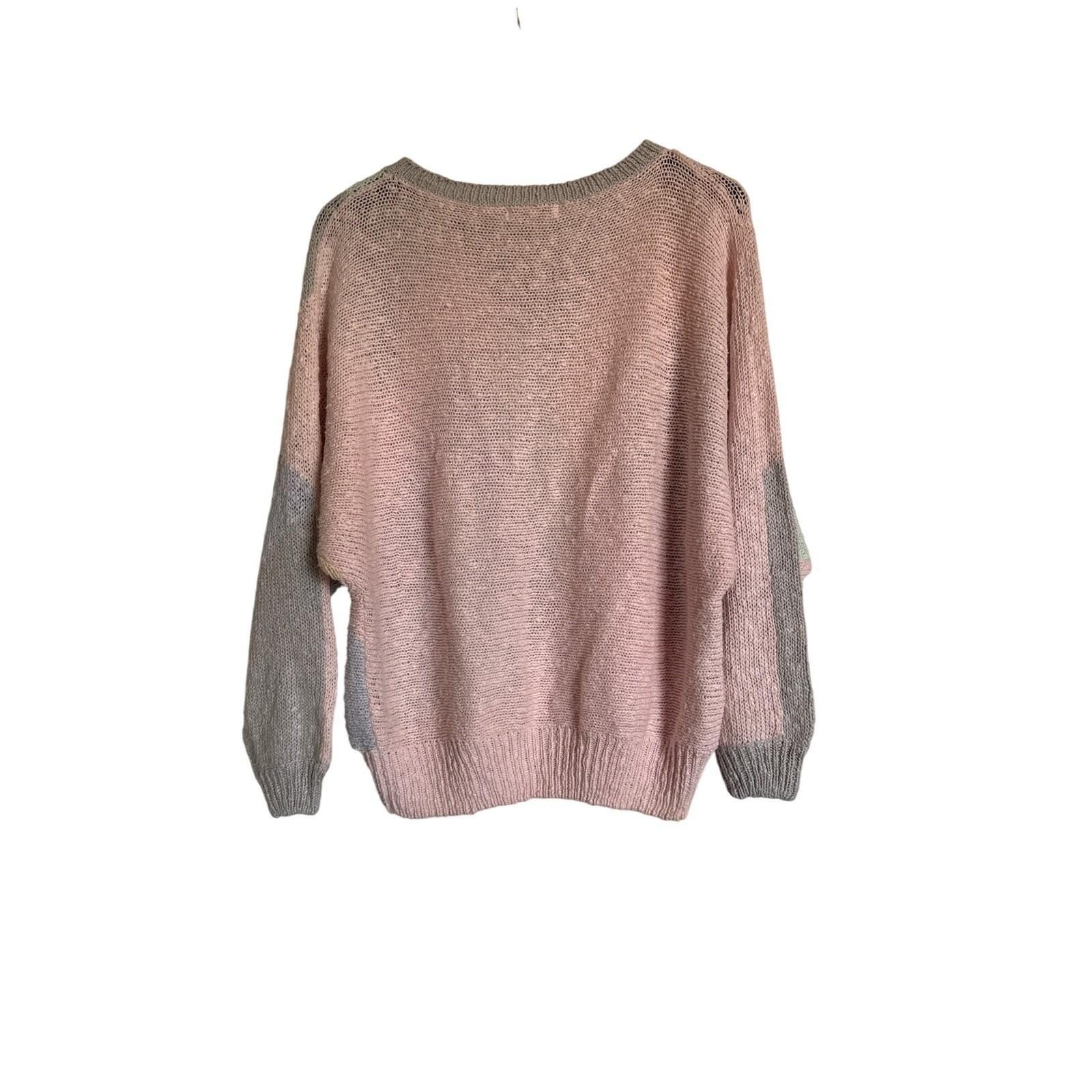 Vtg Renee Tener for Jeanne Pierre L Pastel Sweater Coquette Soft Girl Cozy Knit