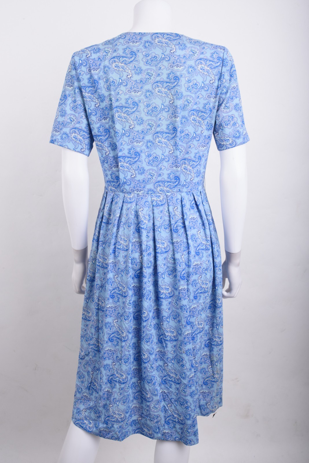 Vintage 60s Shelton Stroller Womans Dress Sz 14 14.5 Blue Paisley Jersey Stretch