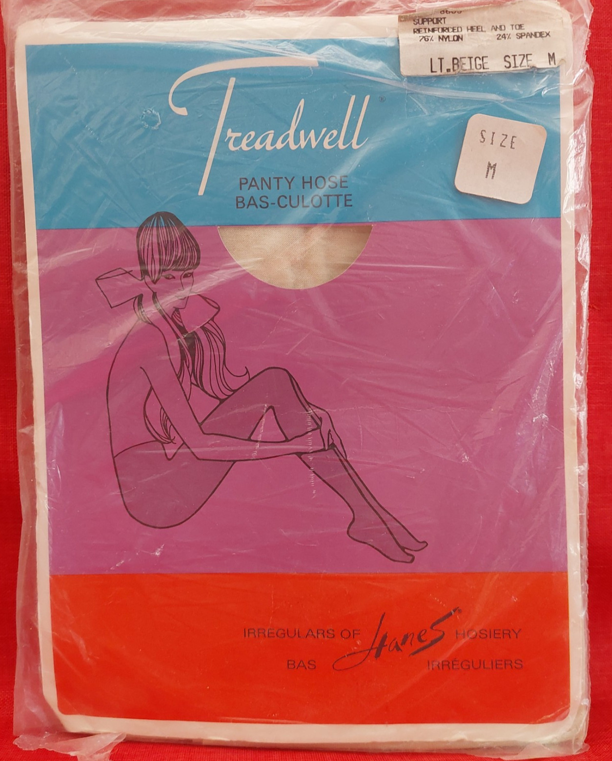 Vintage Pantyhose Treadwell Support Color Light Beige Size Medium BHAN01