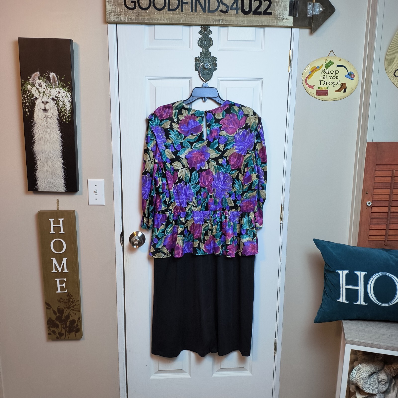 Vtg Jenny Floral Midi Dress Drop Waist Cottagecore Ruffled Multicolor 24W