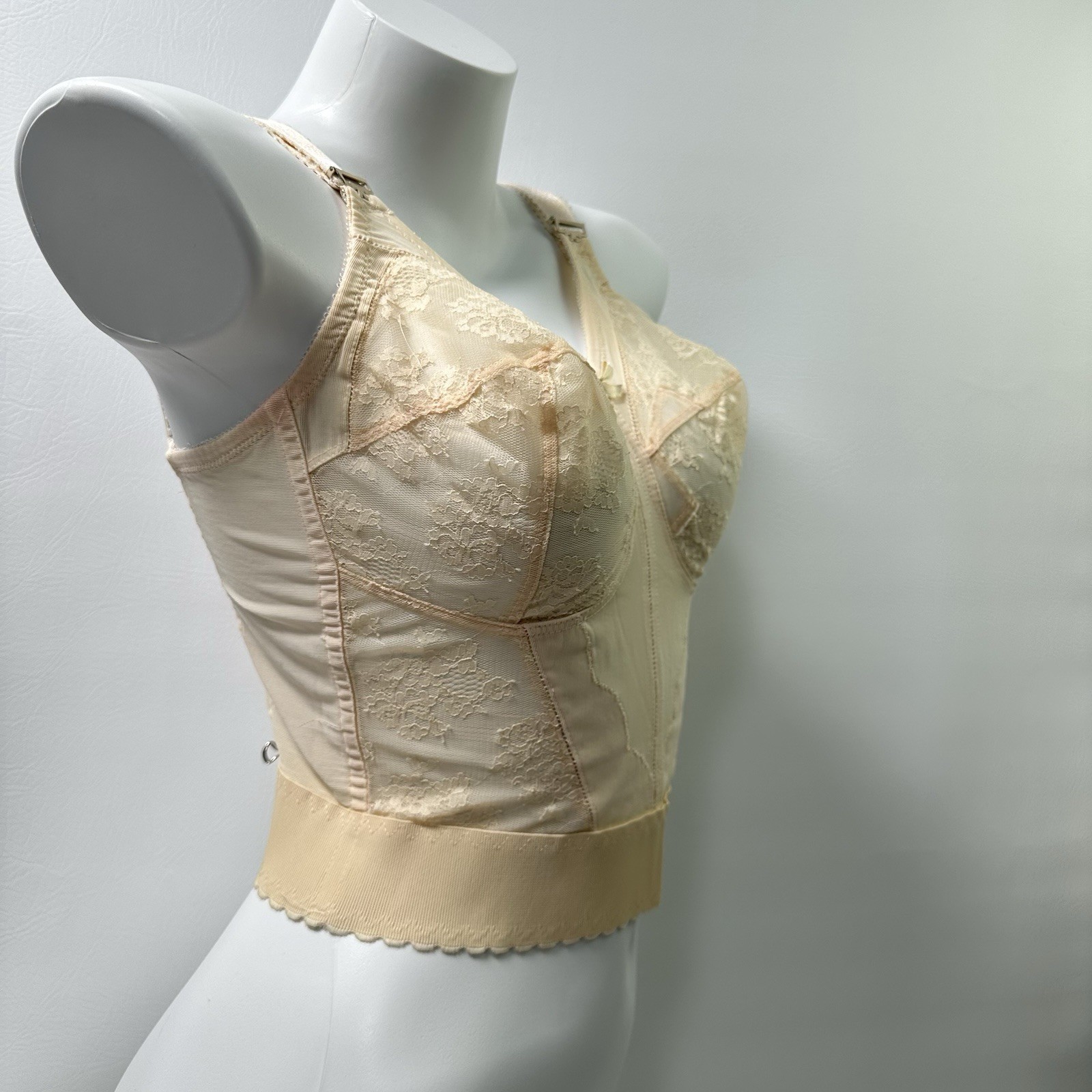 Vintage Bali 3300 Longline Bra 36D Lace Bustier Retro Pin-Up 1985