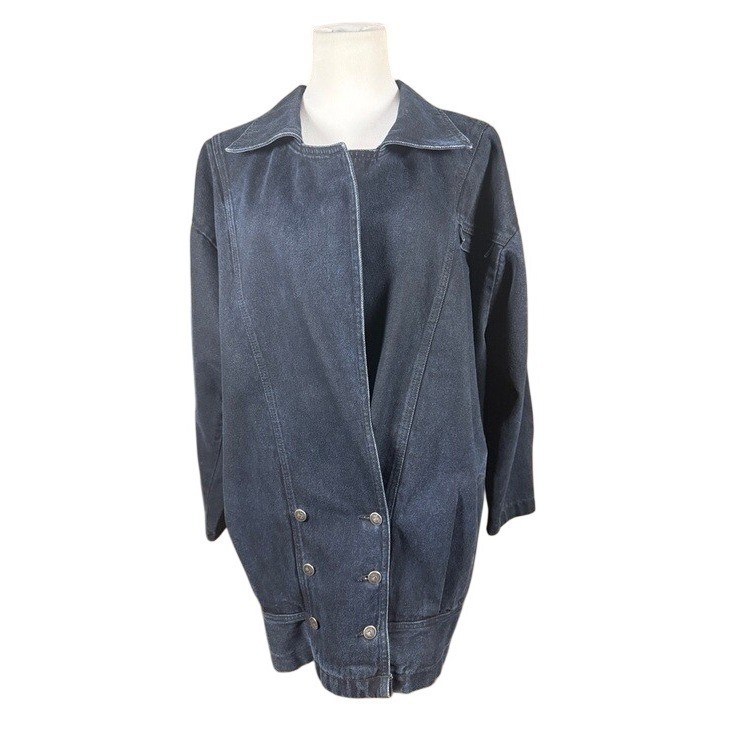 Rocky Mountain Clothing Co Womens Vintage Black Denim Jacket Oversized USA Med