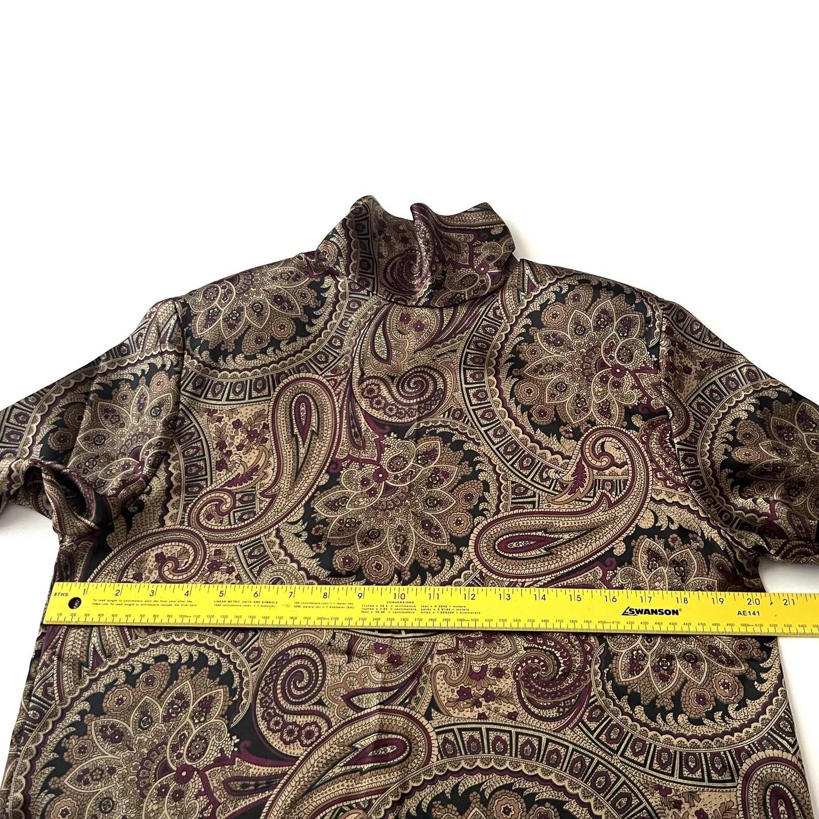 Vintage Haberdashery is Personal Top Size 10 Paisley Blouse Shoulder Pads EUC