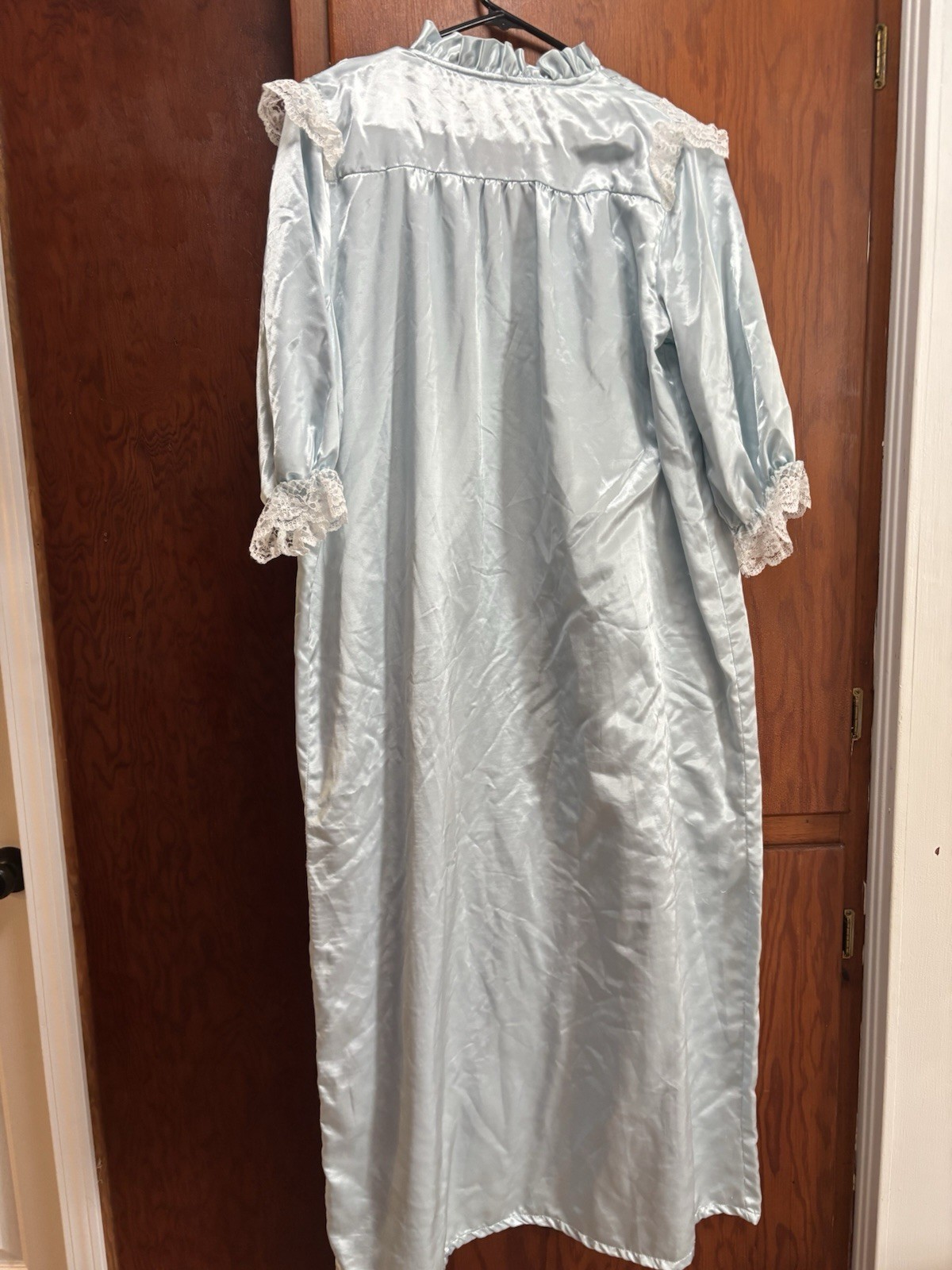 Vintage Size Medium Lewis Frimel Blue Nightgown With Lace Trim