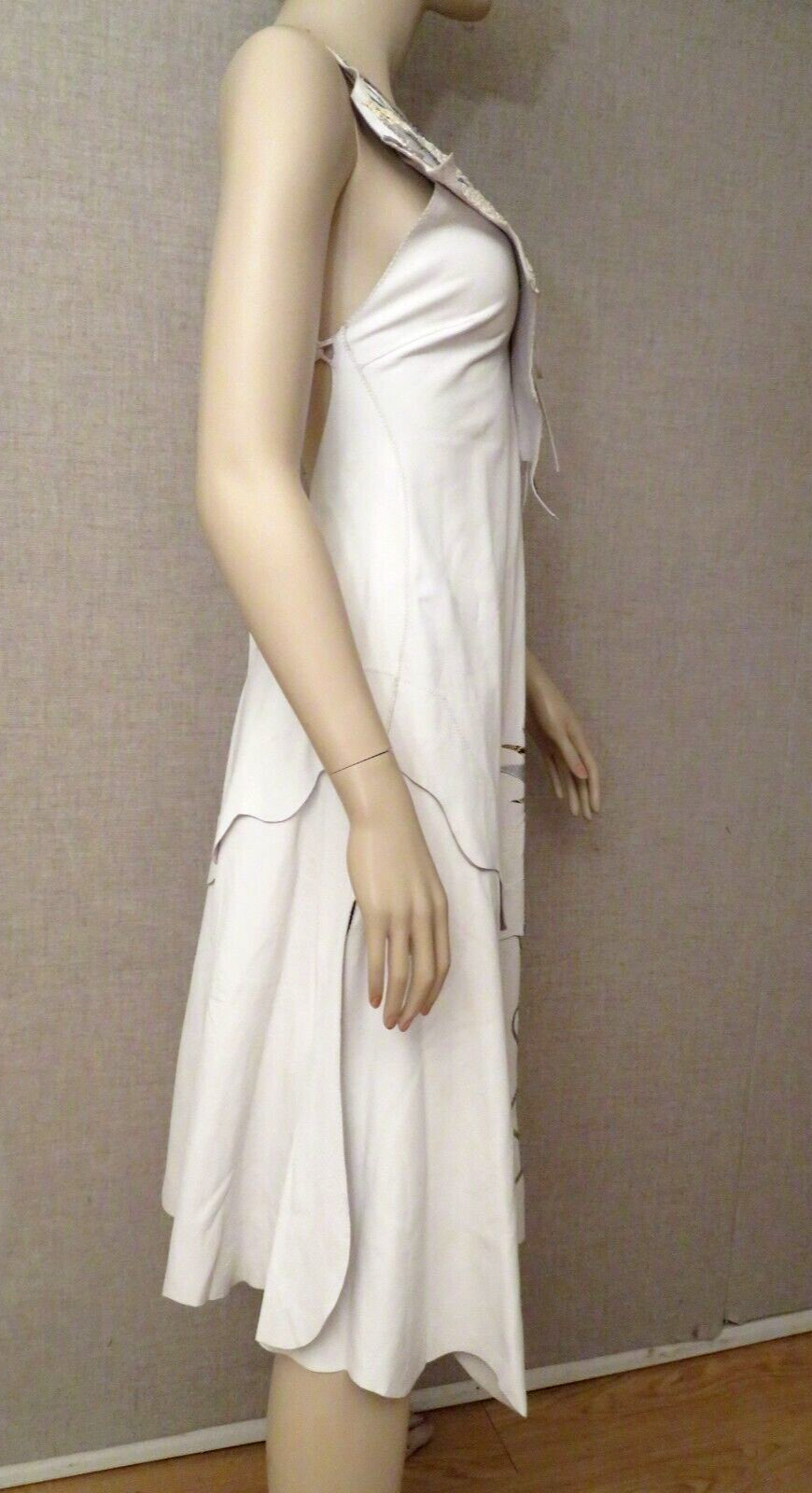 Leather Halter Dress Gown Western Natasha Leder Germany S M 6 8 Fairycore Boho