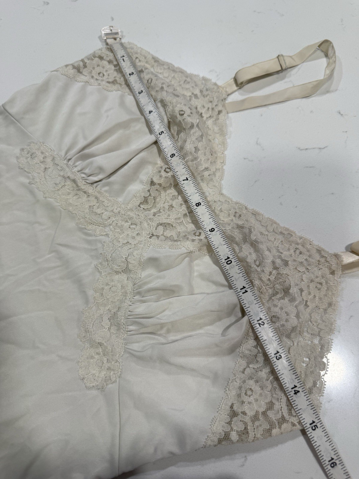 Vintage Shadowline White Lace Slip Dress 32 Short Coquette Adjustable Size XS/S