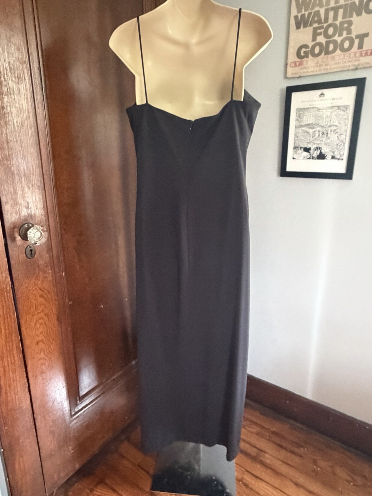 Vintage 90s Arianna by Rachel Kaye Black Maxi w/Rose Embroidery Size 14