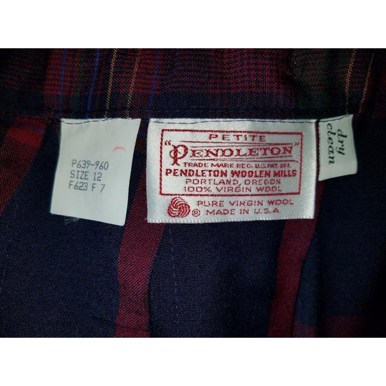 Pendleton 100% Wool Tartan Plaid Midi Skirt Drop Pleated Red Green Navy USA
